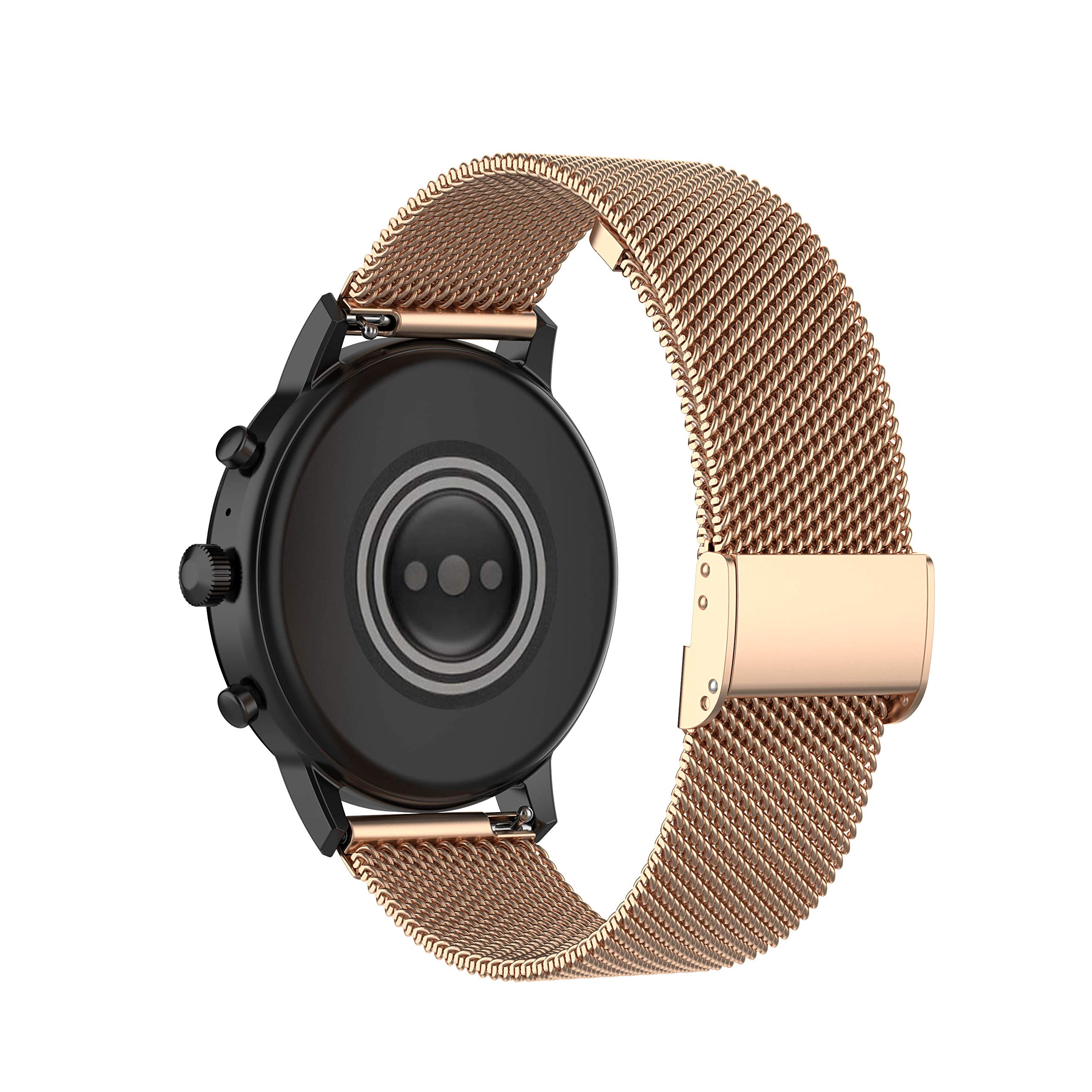 RuenTech Compatible with Fosill Gen 5 Julianna/Carlyle HR/Men's Gen 5E/Gen 6 44mm Bands, 22mm Stainless Steel Metal Mesh Loop Straps No Tools Needed Adjustable Clasp for Women&Men (Rose Gold)