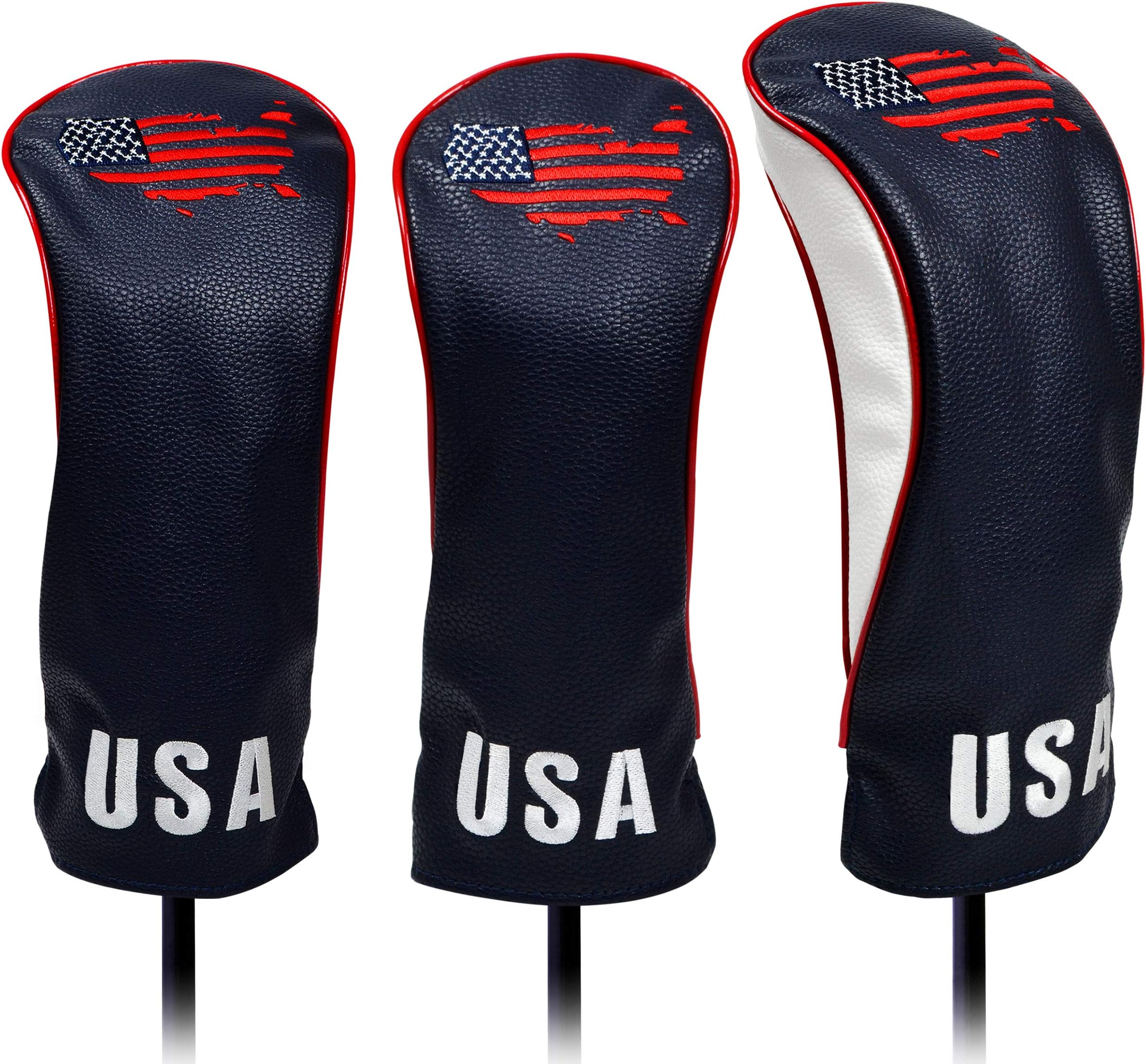 - USA Golf Head Covers for Driver & Fairway Woods - Premium Leather Headcovers, Designed to Fit All Woods and Drivers
