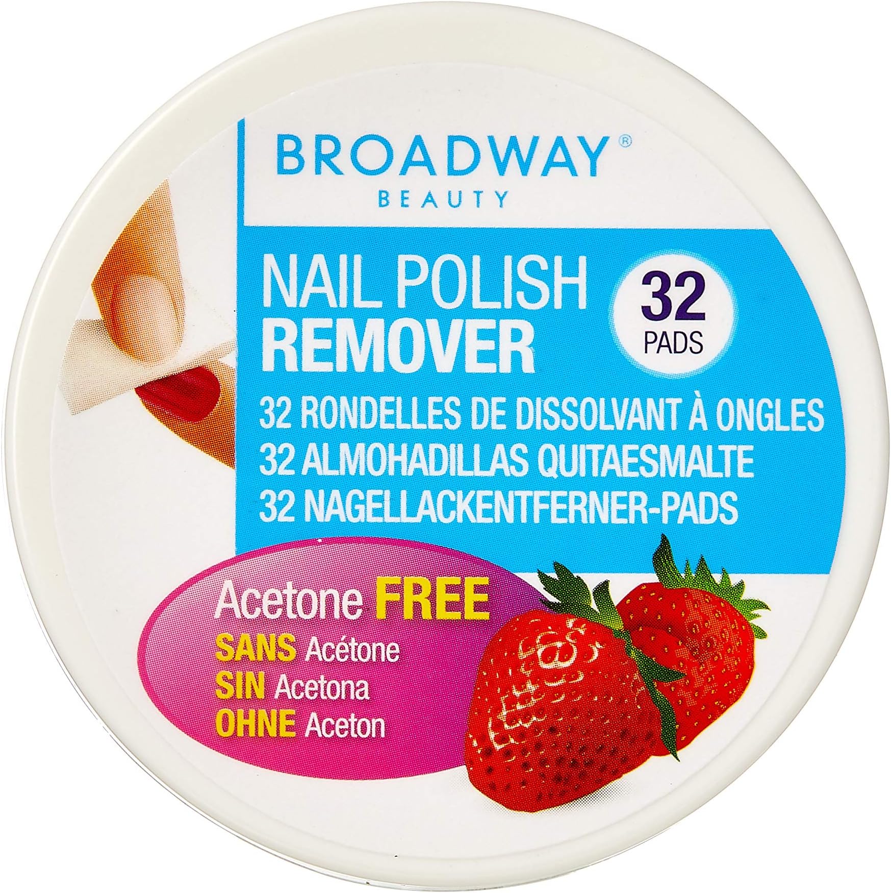 Broadway nail polish remover pads, strawberry scented 36b, 32 Pads ,Pack of 1