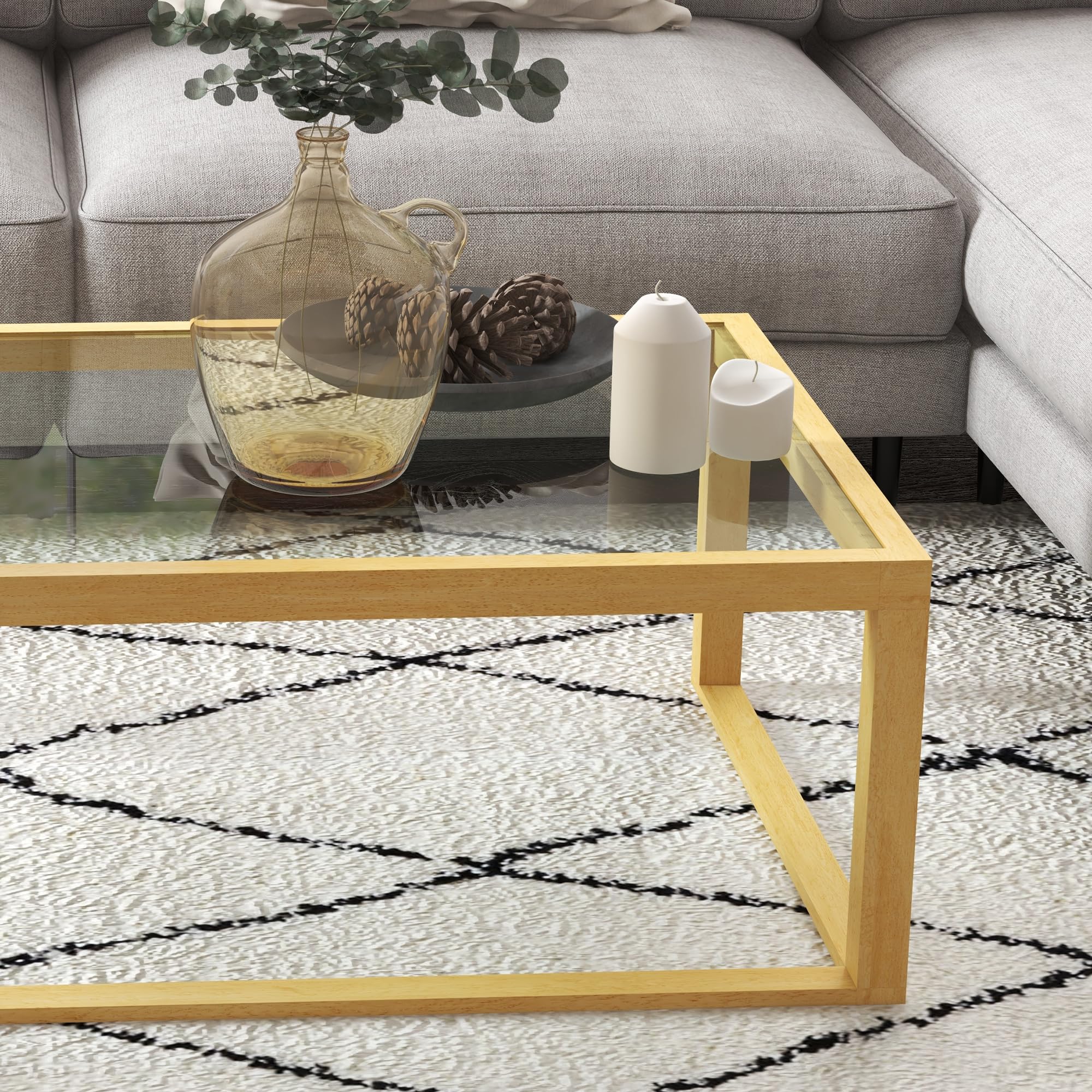 HOMCOM Table Basse Rectangulaire Salon 100L x 60l x 35H cm Bois Naturel