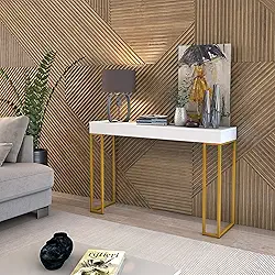 D+MOB Aparador Planalto 90cm com Pés de Ferro Dourado Design Moderno (Branco)