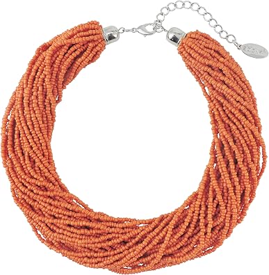 Bocar Multiple Strand Handmade Beaded 16" Statement Collar Necklace for Women