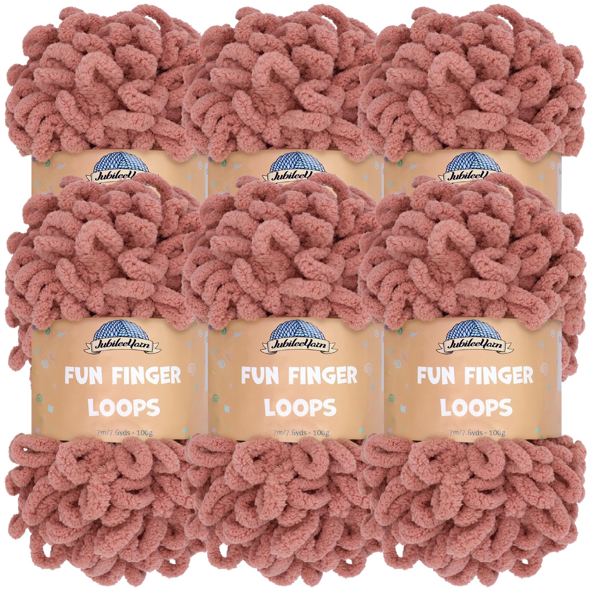 JubileeYarn Fun Finger Loops Yarn - Polyester Jumbo Weight Loop Yarn - 100g/Skein - Rose Dawn - 6 Skeins โ image 1