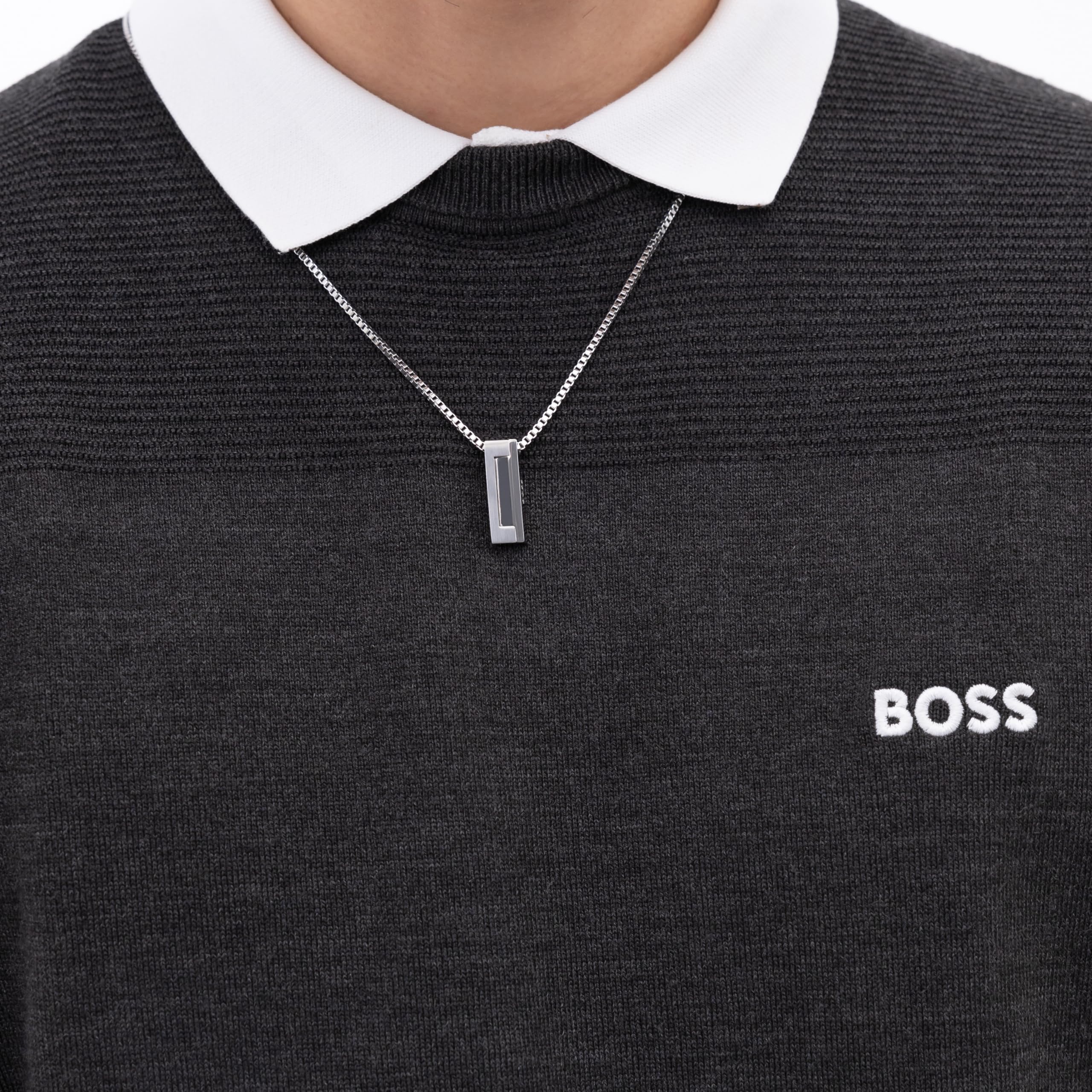 BOSS Jewelry Gliederarmband oder Halskette mit Anhänger für Herren Kollektion CANDOR JEWELRY aus Edelstahl – Erhältlich in Silber, Gold oder Schwarz