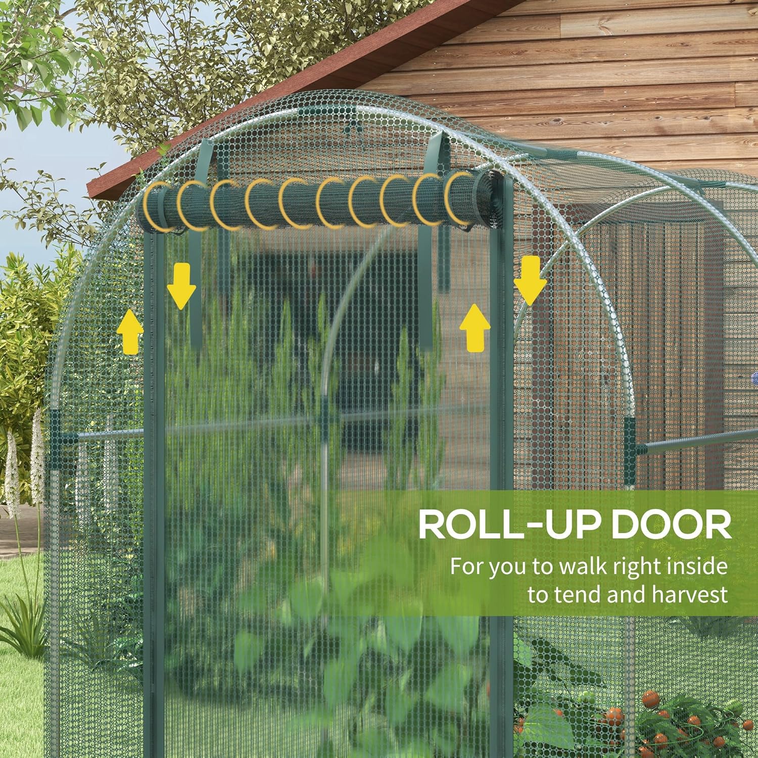 Outsunny 4' x 8' Crop Cage, Plant Protection Tent with Zippered Door and Galvanized Steel Frame, Fruit Cage Netting Cover for Garden, Yard, Lawn, Green