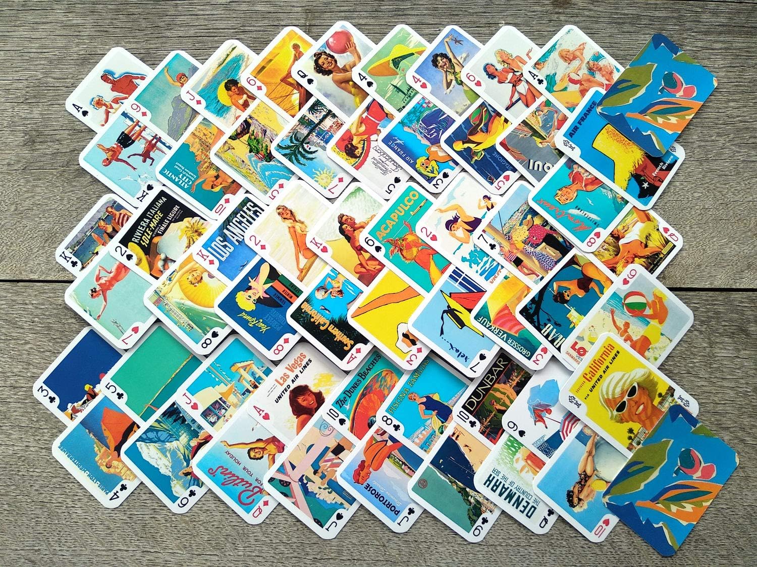 ON The Beach Travel Posters Playing Cards (Poker Deck 54 Cards All Different) Vintage Retro Classic Travel Posters Britain USA