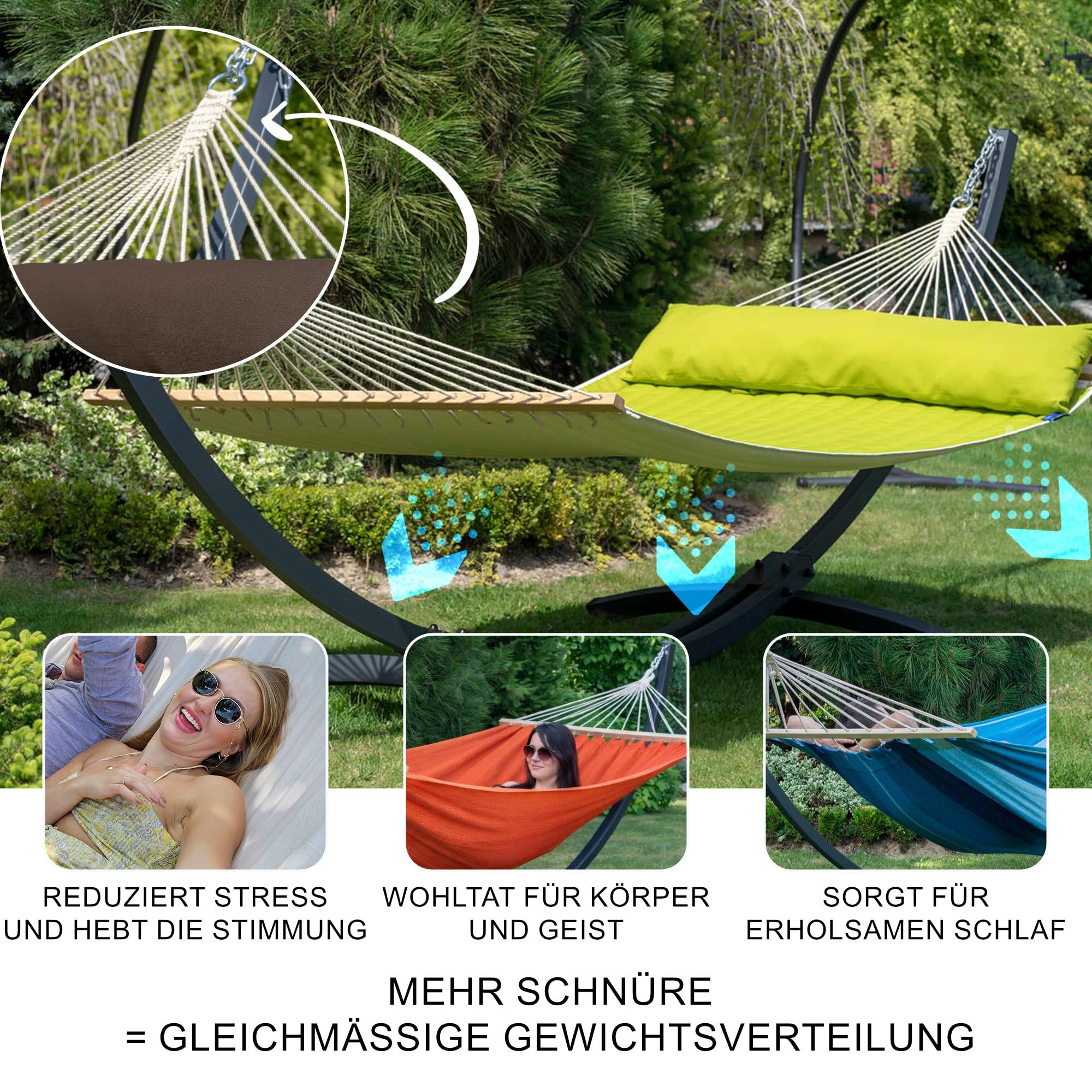 Potenza Outdoor Hängematte mit Tytan Gestell für 2 Personen I Panama