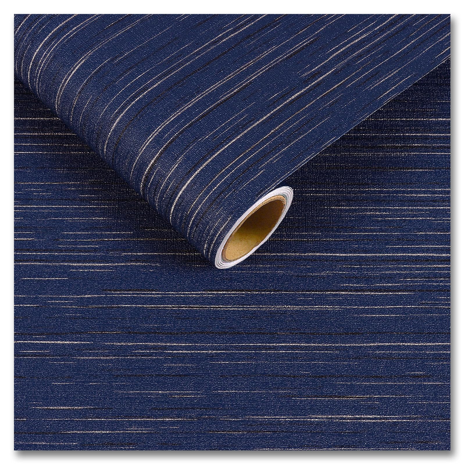 Papier peint texturé bleu marine CRE8TIVE pour rénover sans colle imitation toile de gazon