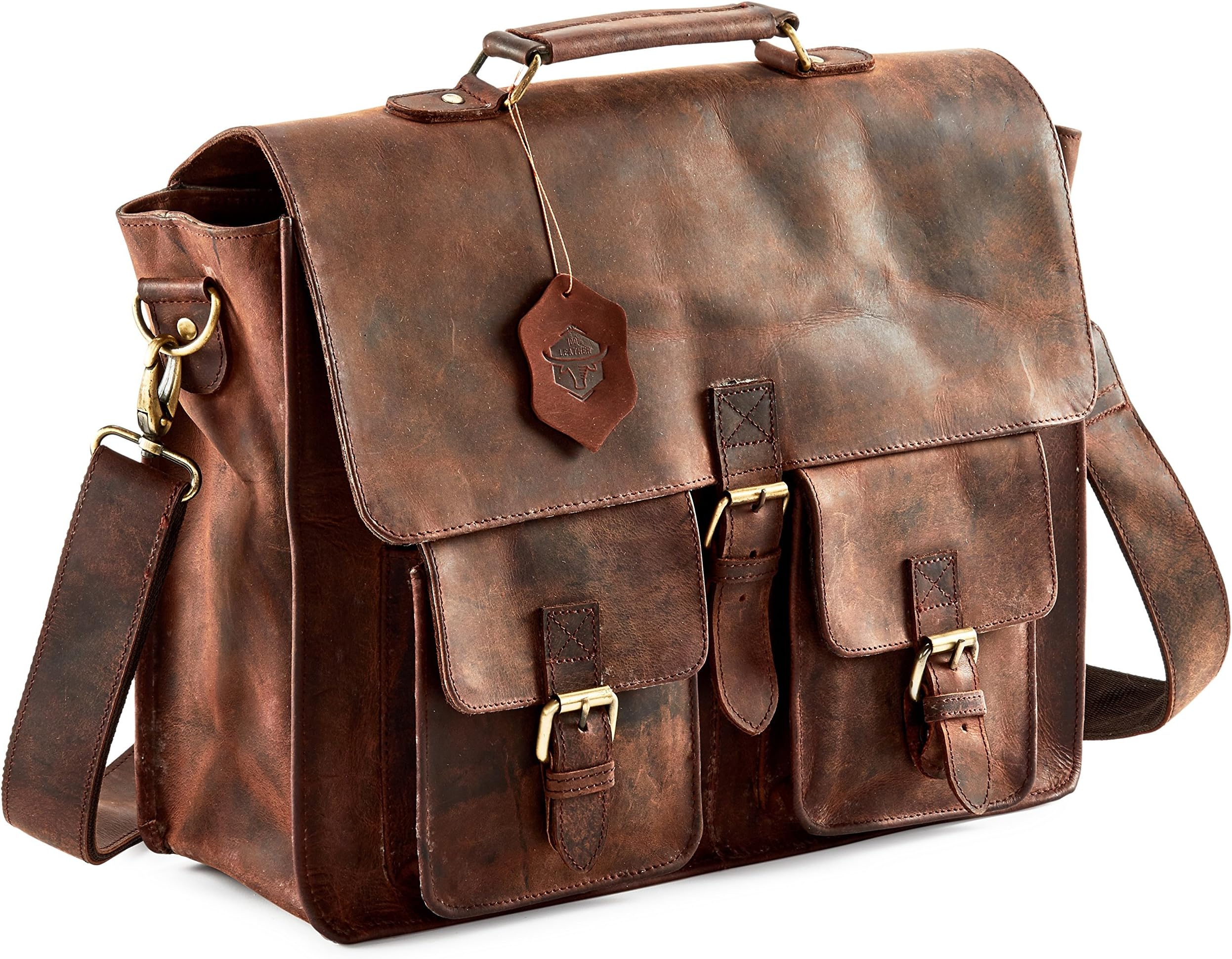 15 Inch Rustic Vintage Leather Messenger Bag Laptop Bag Briefcase Satchel Bag