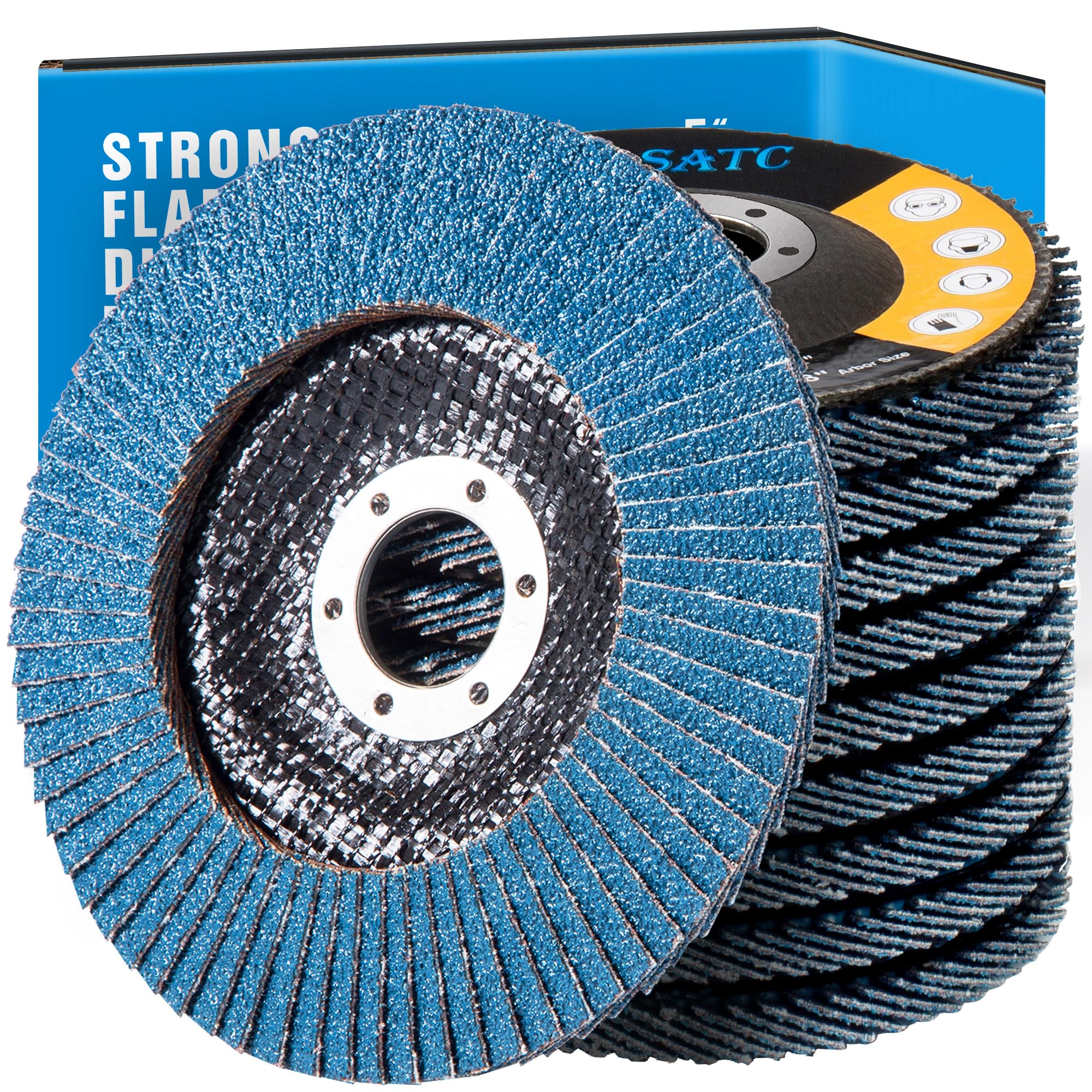 S SATC Fächerscheibe 125 Korn 40 für Metall Holz Stahl Schnelles und Präzises T29 Schneiden Lamellenscheiben 10 Stück Blau Schleifmopteller Schleifscheiben 125mm Winkelschleifer