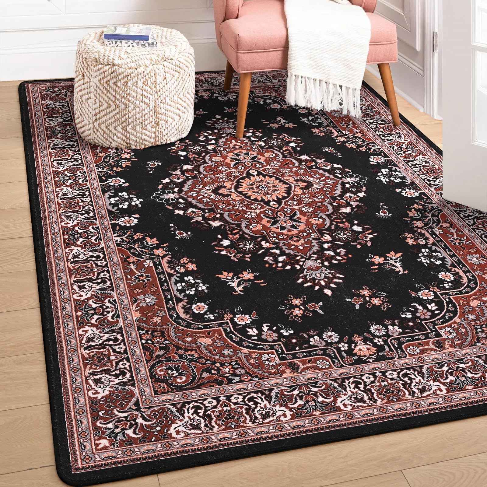 Amazon.com: Chicrug Luxury Red 5x7 Area Rugs for Living Room, TPR Large ...