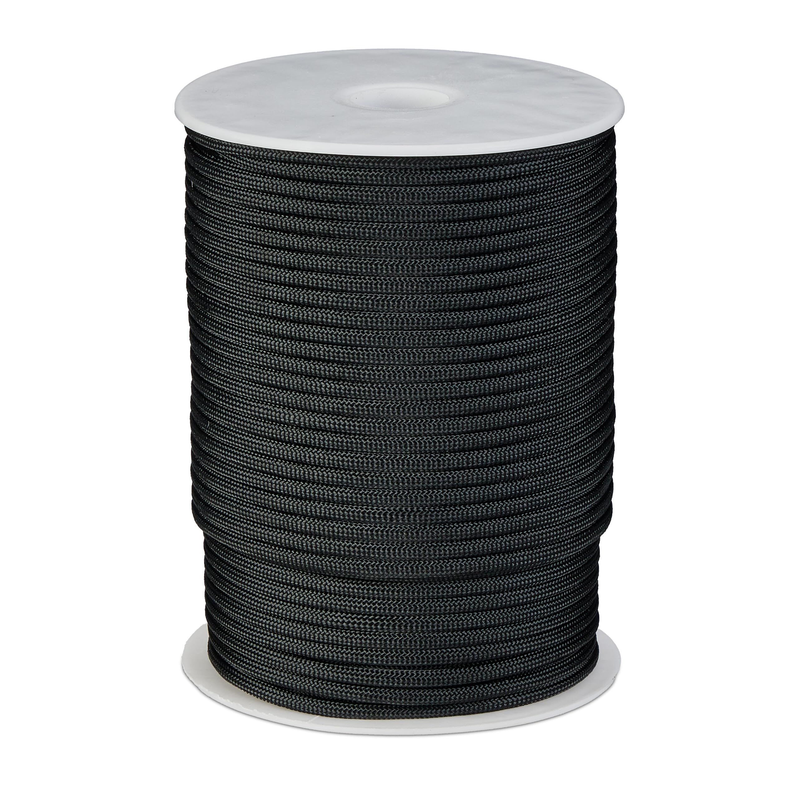 Cuerda de nailon 4mm de 80 metros resistente hasta 250kg para acampada color negro