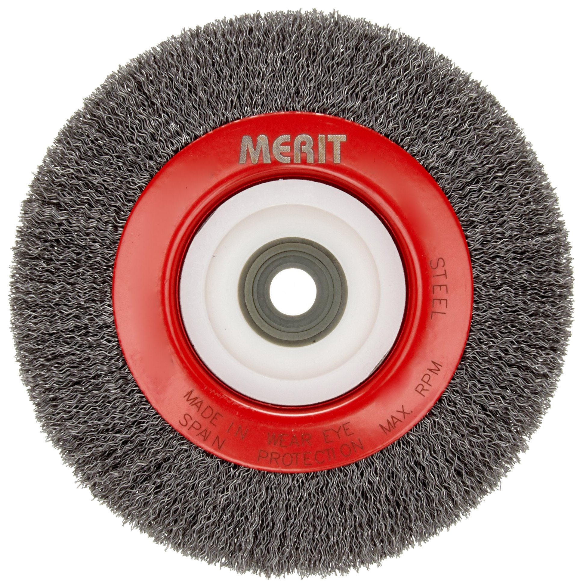 Norton Crimped Narrow Face Wire Wheel Brush, Carbon Bristles, 0.014