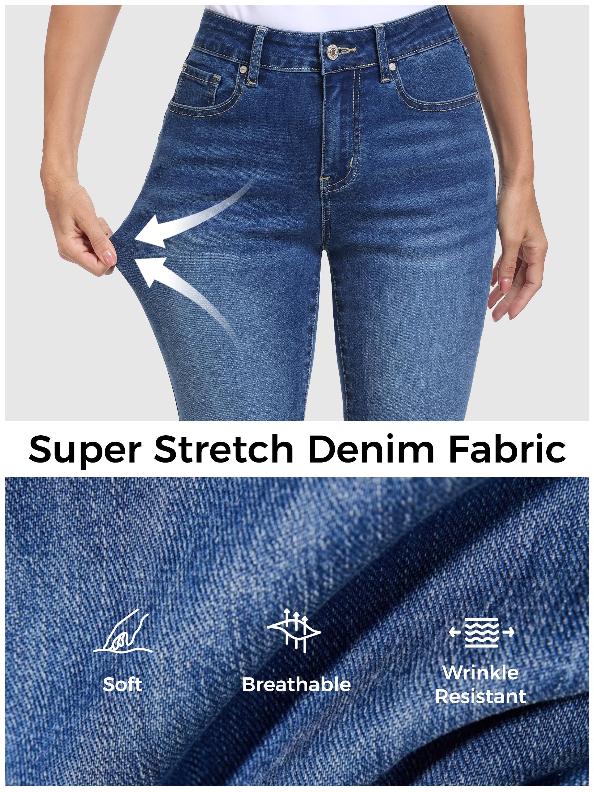 Sevego Jeans Tall Damen 32"/ 34"/ 36" Innenbeinlänge Skinny Fit Jeanshosen Mittlere Taille Stretch Freizeit mit 5 Taschen