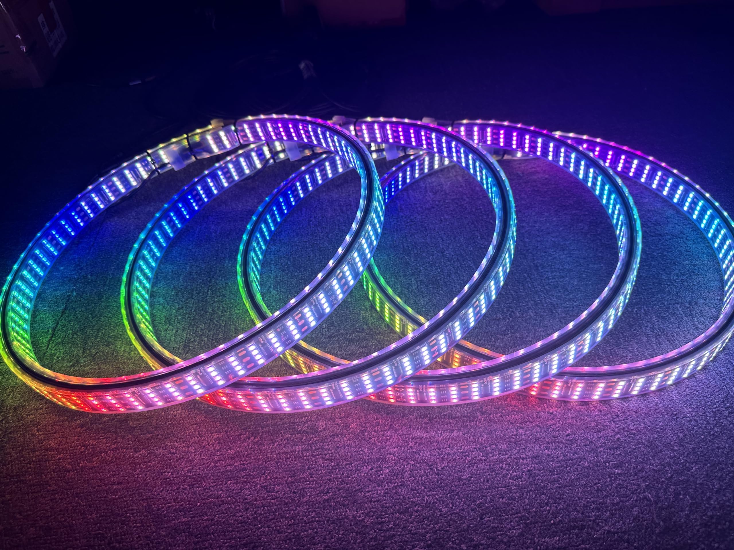 8 Rolls -17.5'' Quad Row + Double Side RGB Dream Color Chase Million Colors Shift Rim Lights LED Wheel Ring Light w/Turn Signals,Brake Tire Light Bluetooth/Remote Ctrl for Car Truck (17.5'')