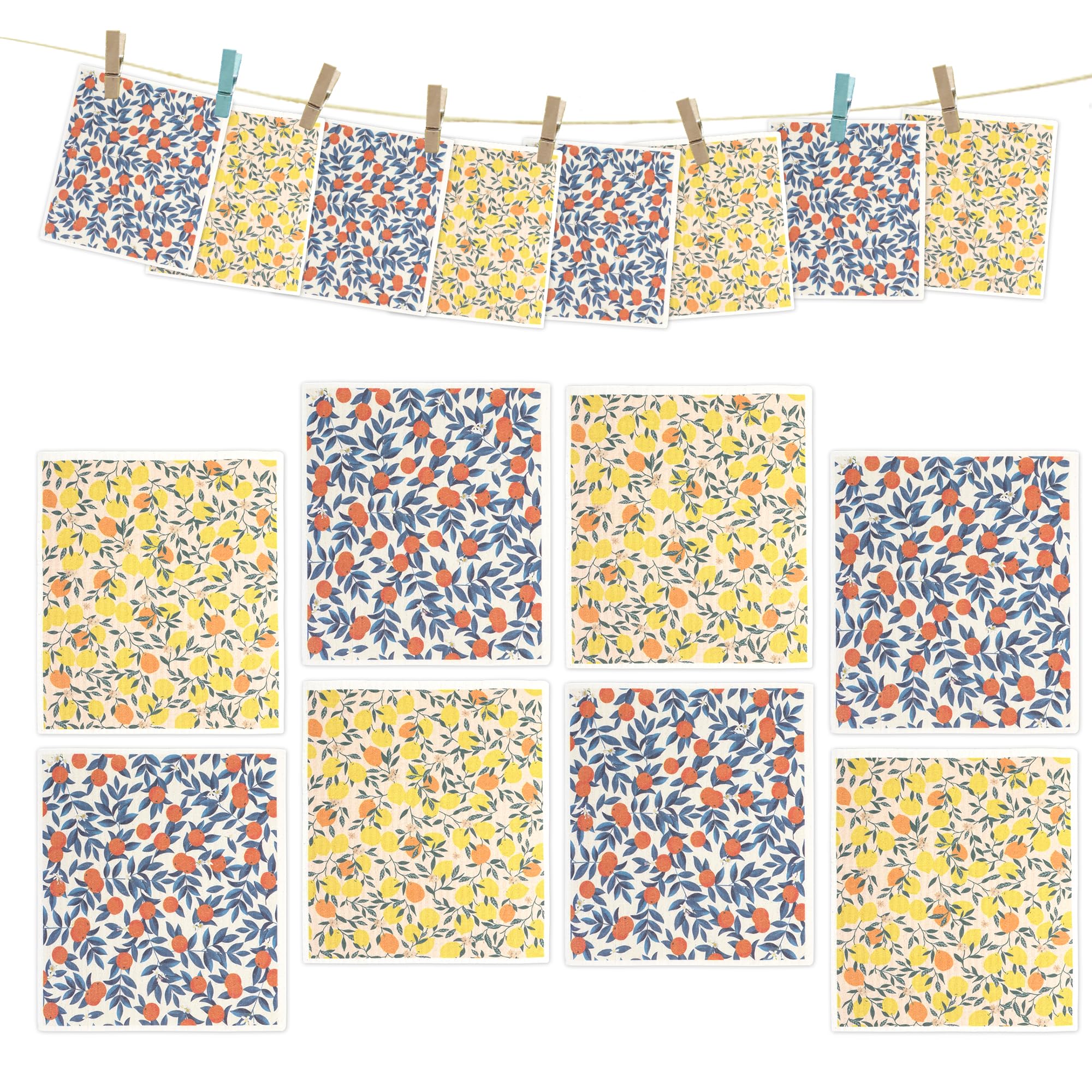 YoulerTex Swedish Dishcloths Dish Towels Set: 6 Packs Cellulose Sponge Cloths Reusable Cleaning Cloths for Kitchen Absorbent Reusable Paper Towels Dish Cloth Non-Scratch No Odor (8 Pcs Fruit)