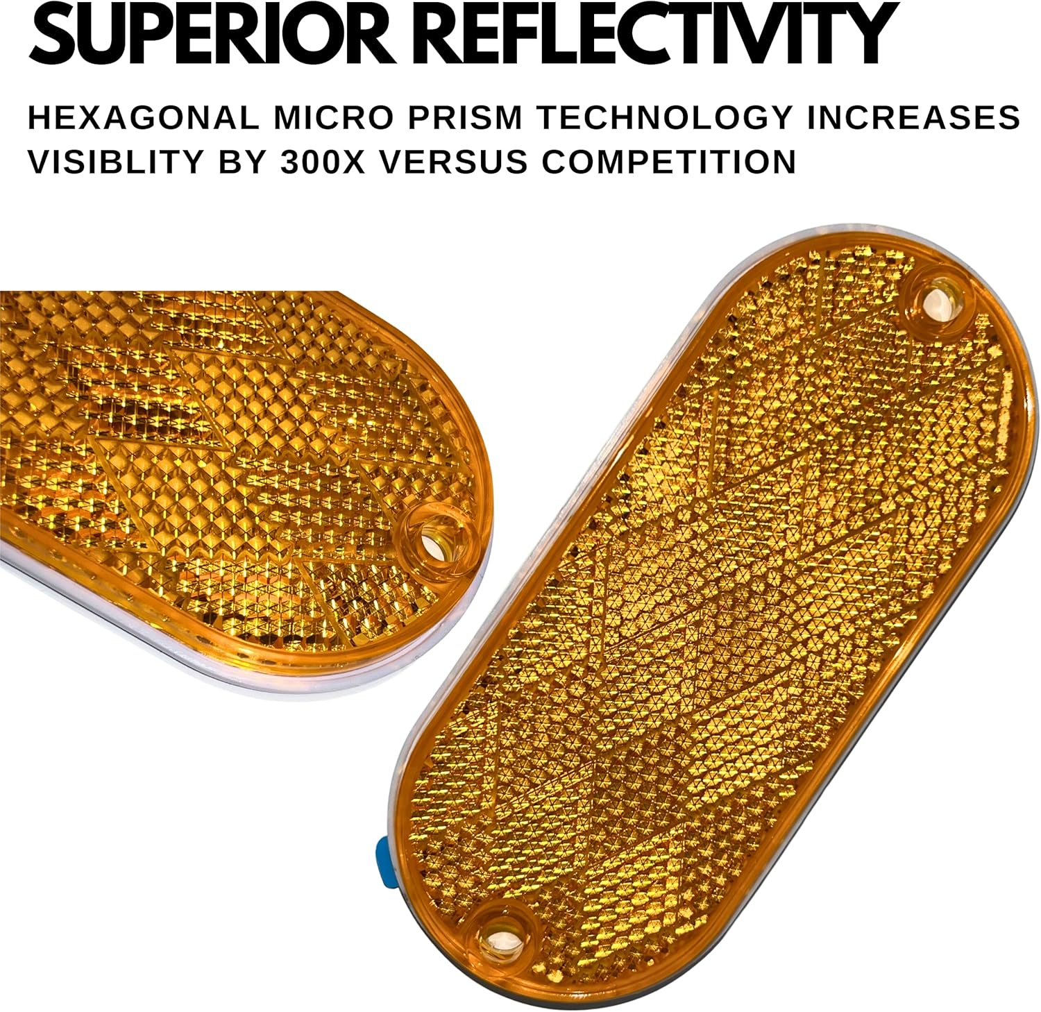 All Star Truck Parts Oval Reflectors Red/Amber Self Adhesive Or Drill Mount Quick Mount SAE 13 DOT (Amber, 20)