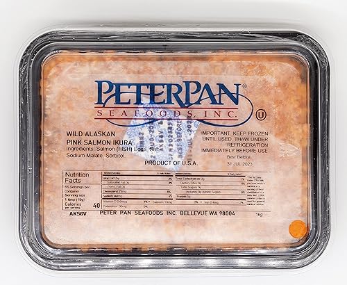 Caviar Bazar Caviar de salmón de Peter Pan- huevas de salmón rosa Caviar rojo de primera calidad Gorbuscha Ikura Bandeja de 22lbs 353 onzas naranja