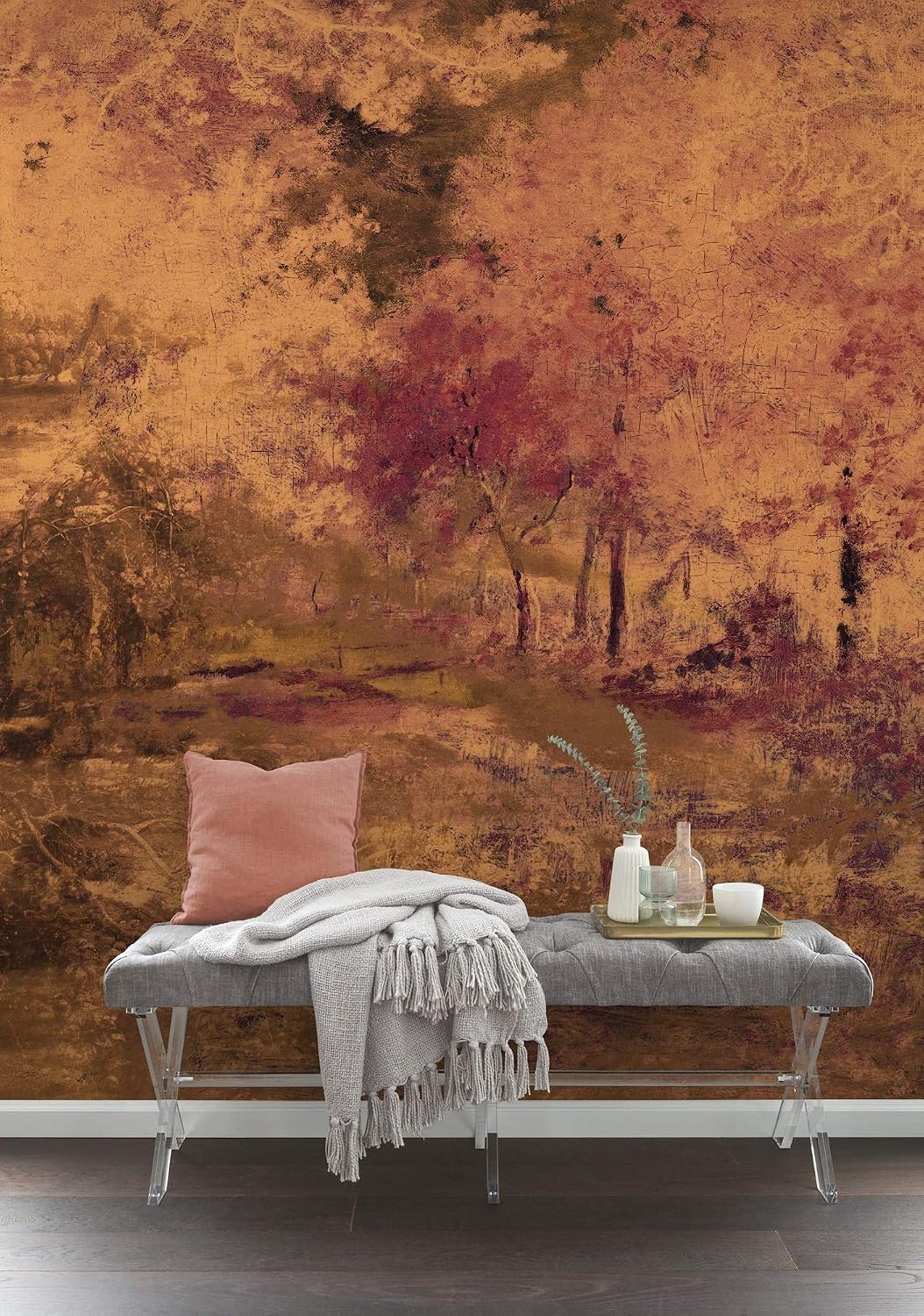 Komar Autumna Non-Woven Photo Wallpaper Living Room Bedroom Autumn Forest Painting Size: 200 x 280 cm (W x H) 4 Panels Width 50 cm
