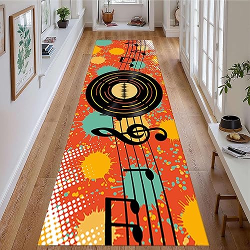 Miniatura 12 de Alfombra musical vintage, 2 x 8 pies, estilo retro, teclas de piano, notas musicales, notas musicales, alfombras de pasillo largas, suaves y