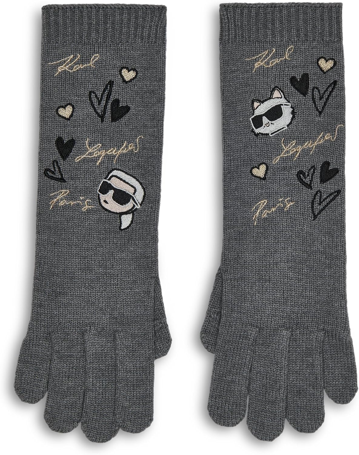 KARL LAGERFELD Women's Embroidered Karl Hearts Gloves