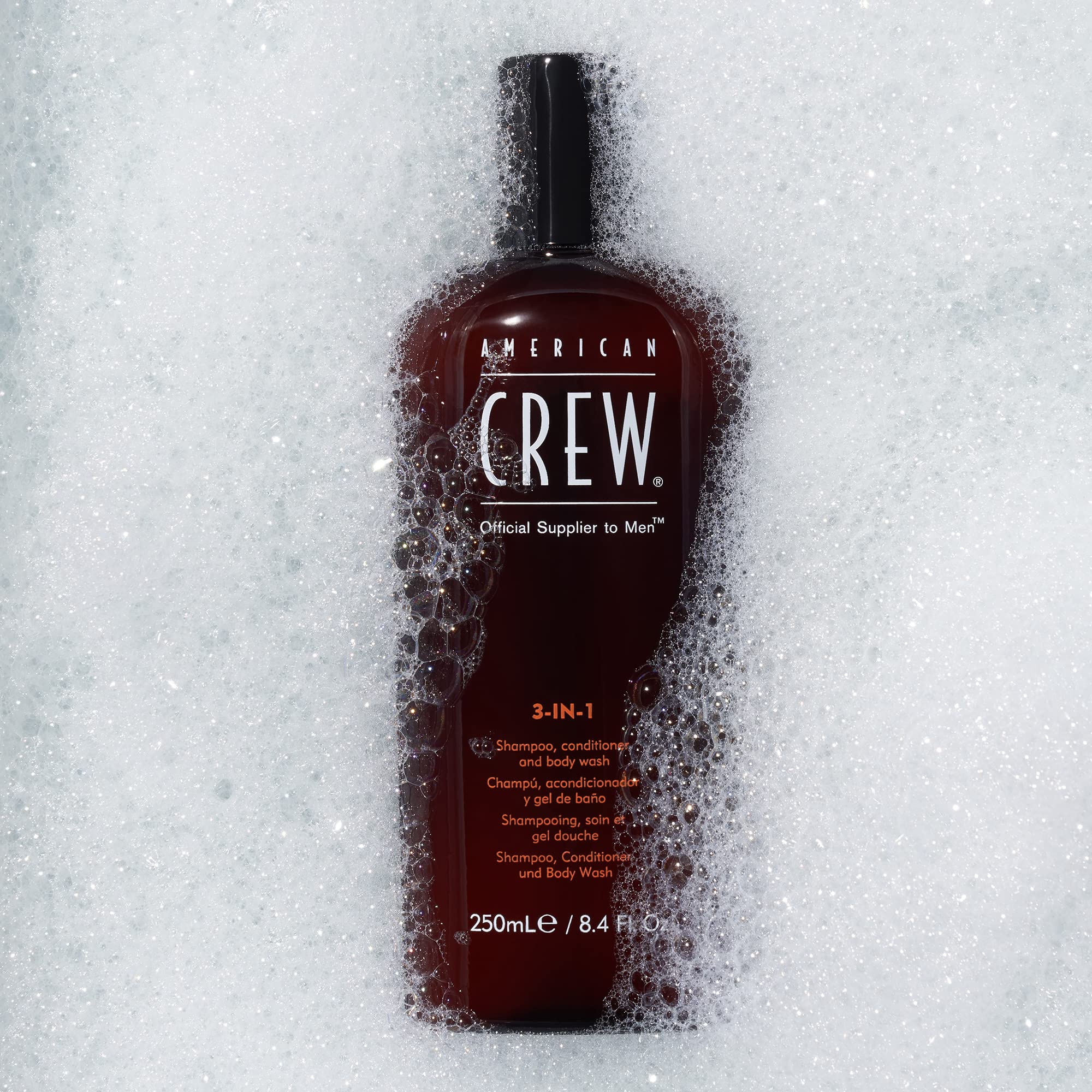 AMERICAN CREW Routine pour homme: 3-en-1 Shampoing/Soin/Gel Douche pour Cheveux/Corps 450ml + Baume Hydratant Soin du Visage tout-en-un