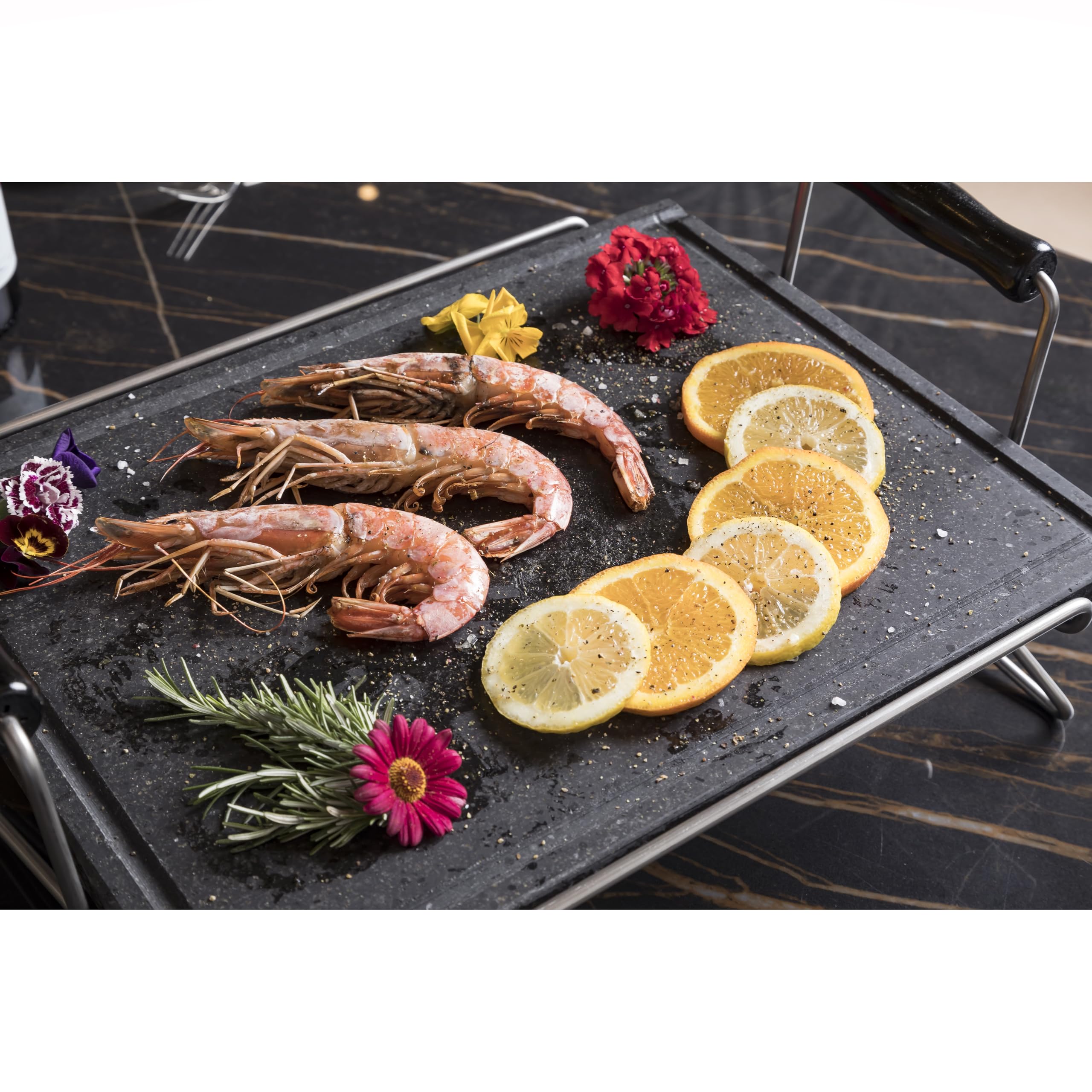 Piastra in Pietra LAVICA Ollare 40x30x2 cm con TELAIO ACCIAIO INOX - Refrattaria dell’Etna per Forno Elettrico & Gas, Barbecue, Bistecchiera per Pizza e Carne