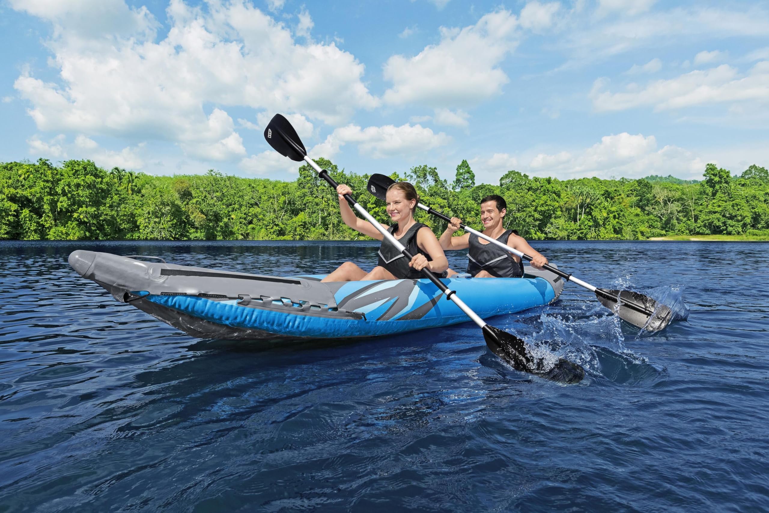 Bestway Hydro-Force Surge Inflatable Kayak | Inflatable Boat with Hand Pump, Oars, Seats, Gear Pouch, Carry Bag, Multiple Sizes