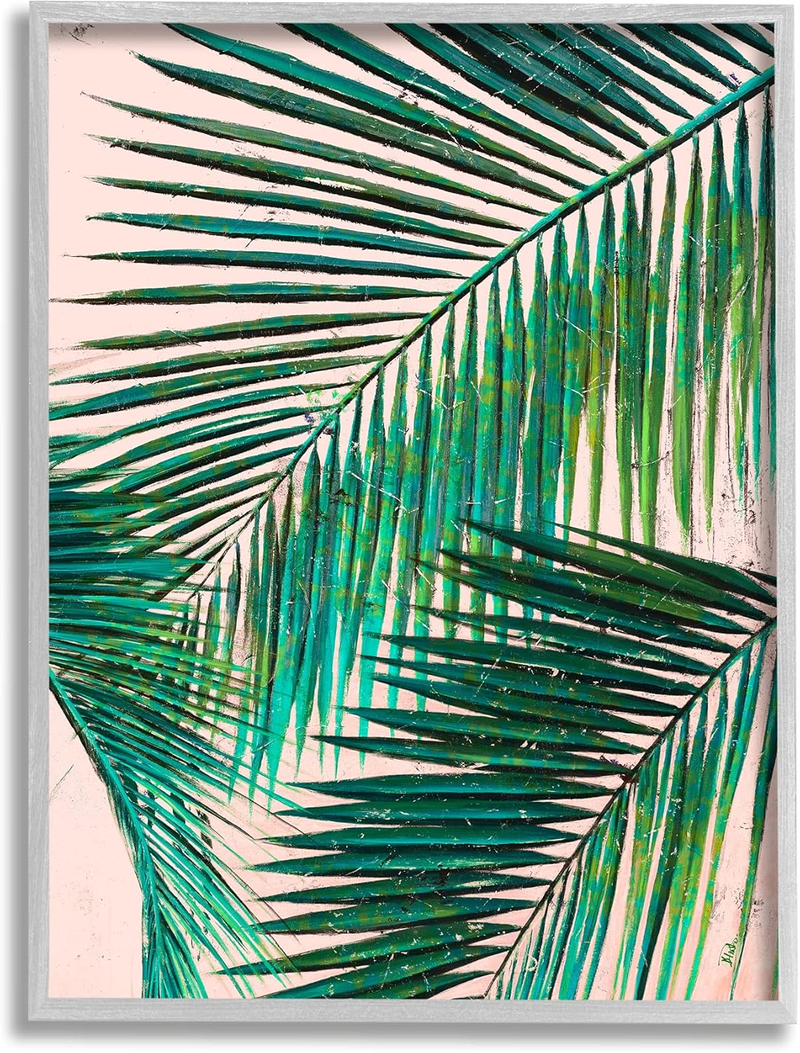Stupell Industries Layered Tropical Plant Fronds Over Pink Expressive Fronds