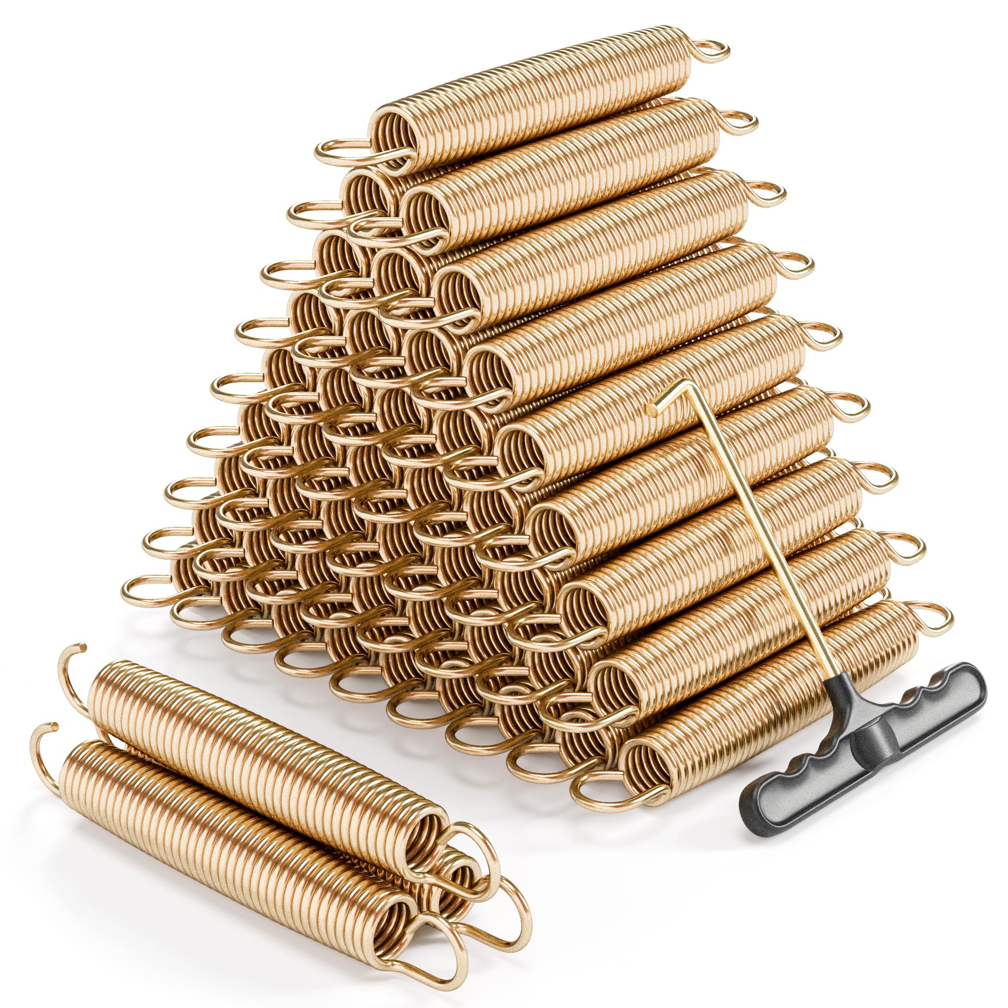 YONSIN 7 Inch Trampoline Springs Heavy Duty with Swivel & Straight Hooks, Stainless Steel Trampoline Accessories Ideal Spring Replacement, Includes T-Hook Tool, Pack of 12 — image 1