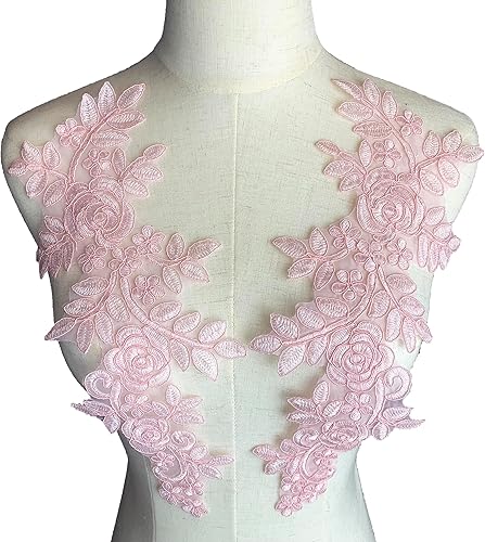 Miniatura 18 de Worlds 1 par de parches de tela de encaje blanco bordado apliques encaje floral motivo vestido de novia costura adornos decoración 13.8 x 5.7 in