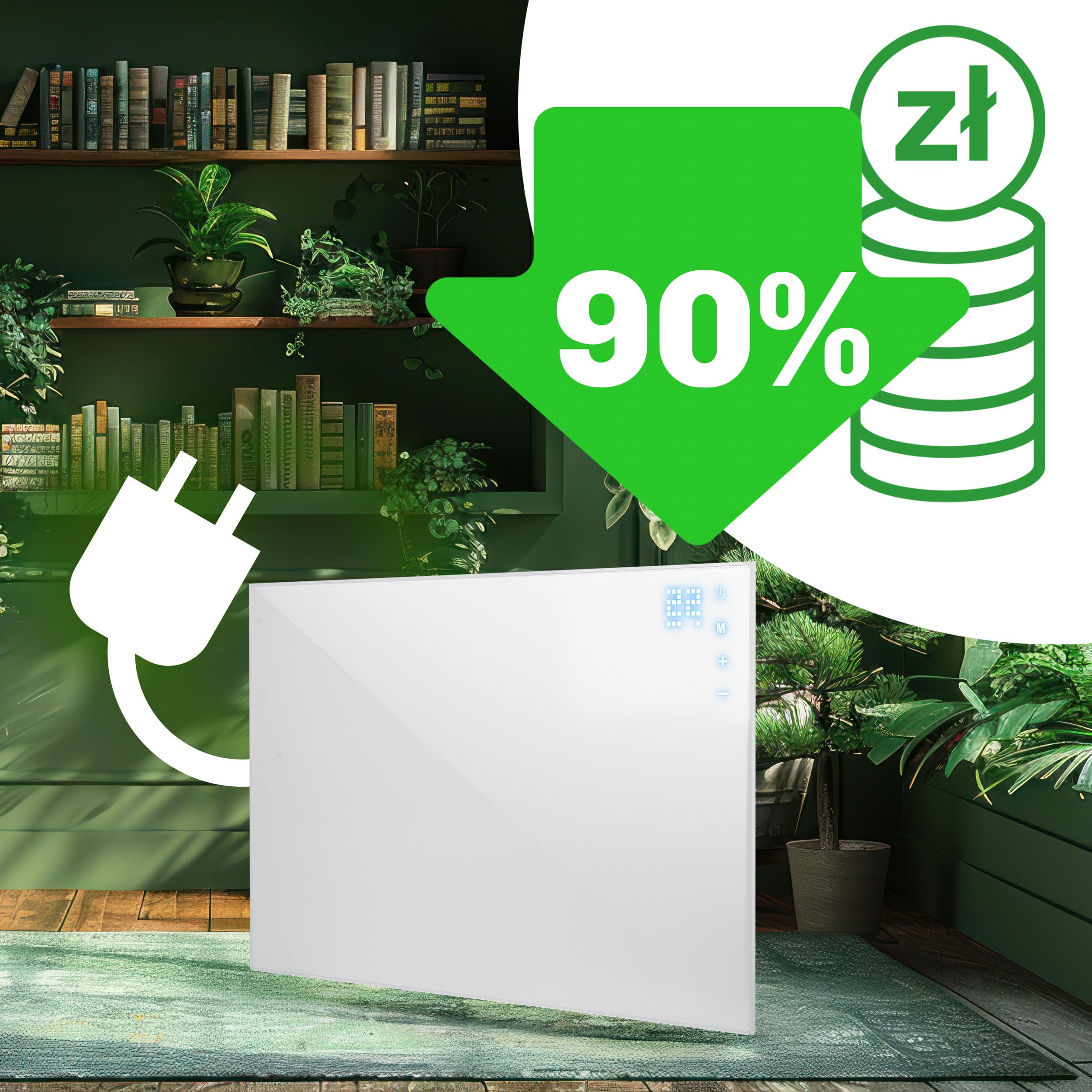 Berdsen Grzejnik na Podczerwień 800W - WiFi Tuya - Panel Grzewczy - Sterowanie Aplikacją - Energooszczędny - Ochrona przed Przegrzaniem - Ogrzewanie Domowe - Biały