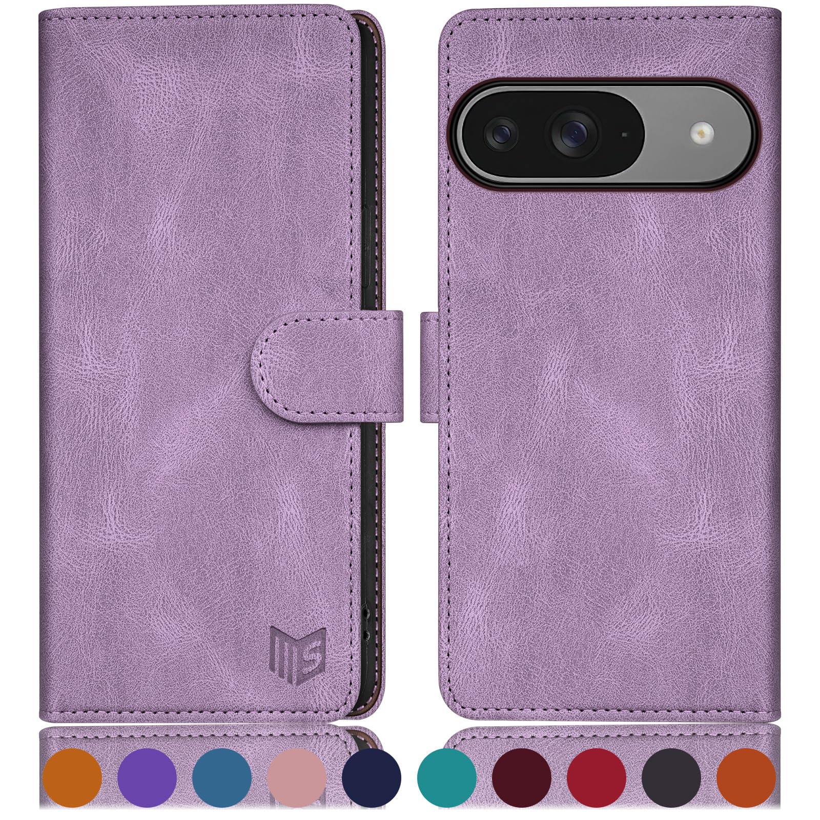 Funda para Google Pixel 9 con cierre magnético y ranura wallet lila violeta 7
