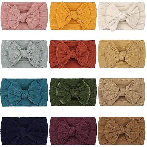 Miniatura 8 de CÉLLOT Diademas de nudo suaves súper elásticas con lazos para el cabello, accesorios para el cabello para recién nacidos, niñas y niños pequeños