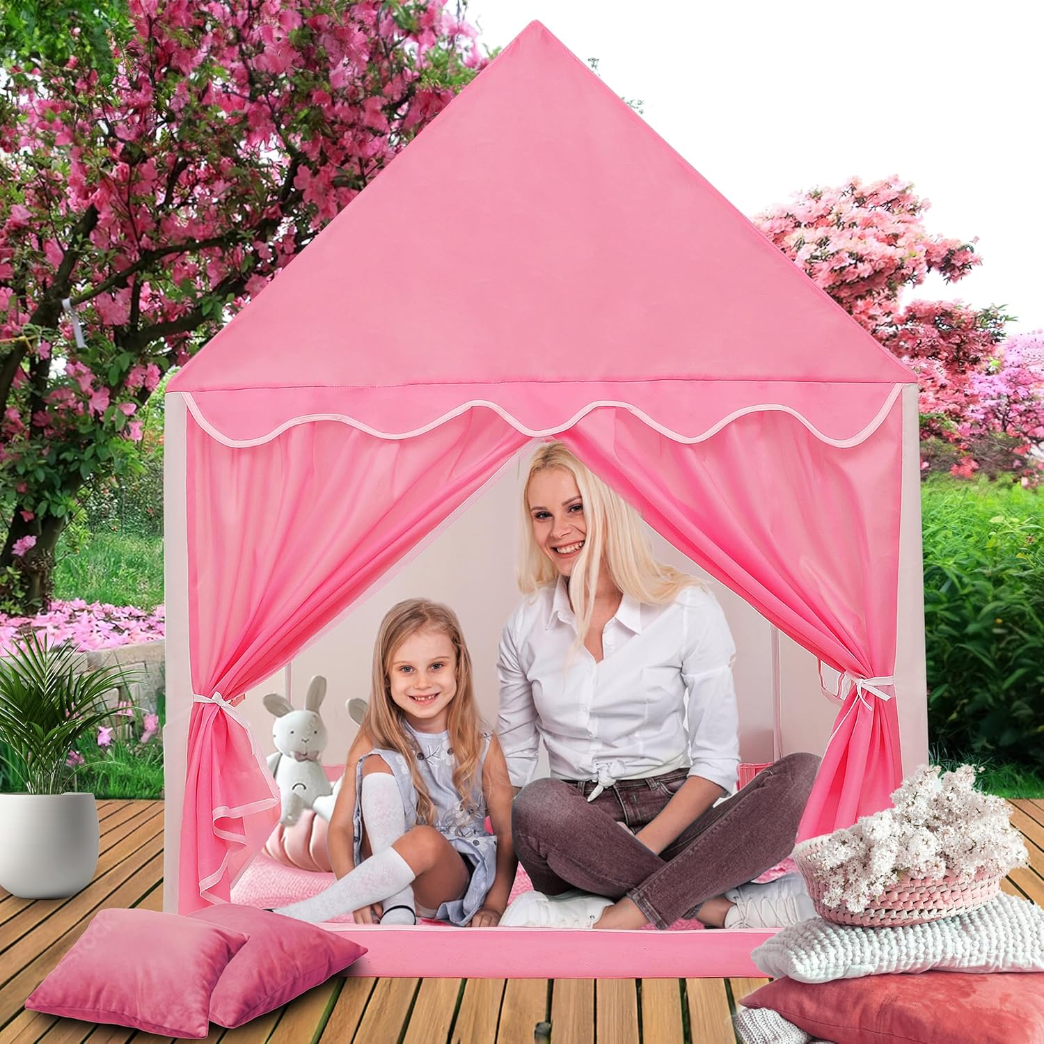 LimitlessFunN Princess Kids Play Tent | Includes Star Lights & Carrying Case |, Children Indoor Playhouse for Girls, Toddlers, 47" D x 39" W x 51" H