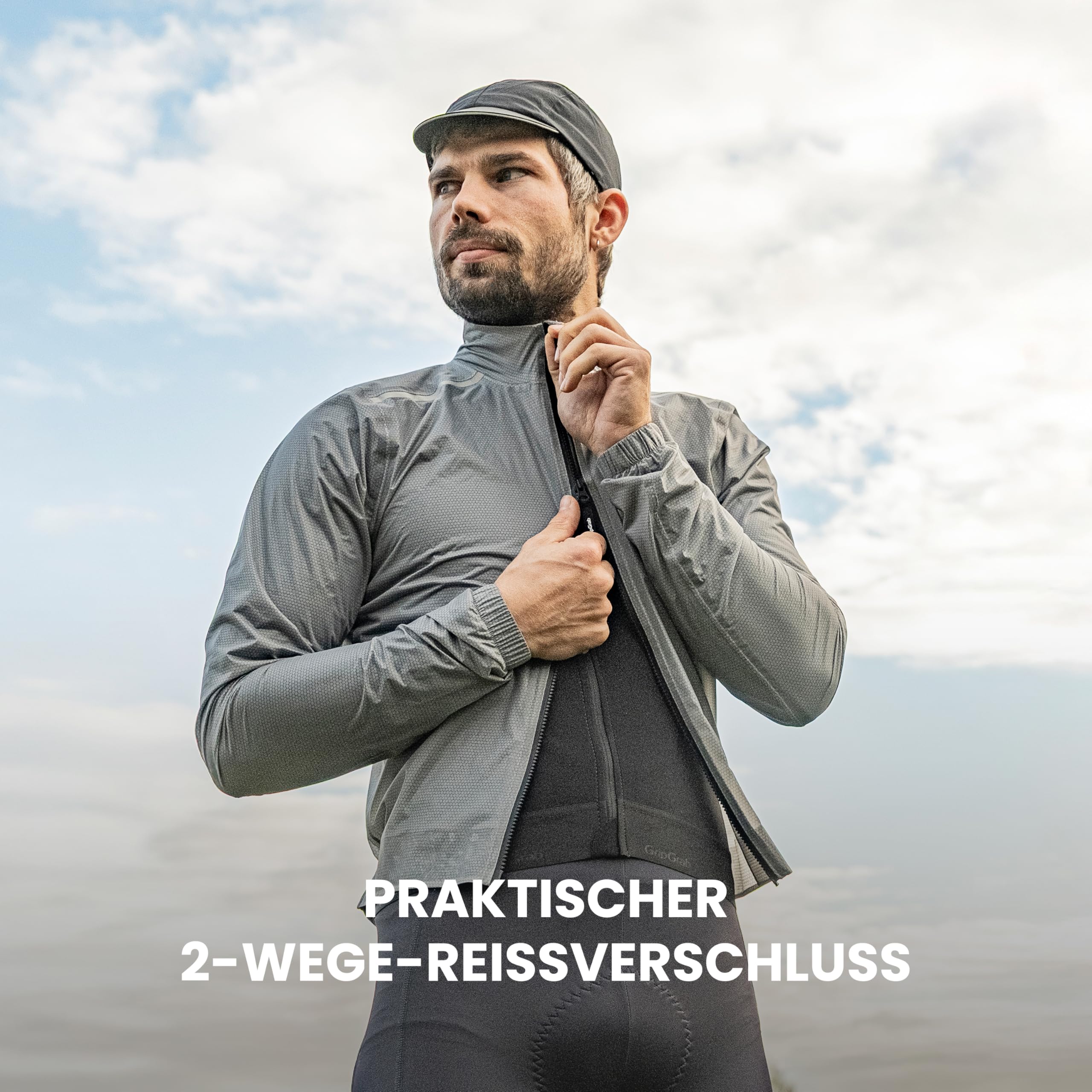 GripGrab PACR Emergency Radsport Regenjacke Herren Rennrad Jacke Dünn | Transparentes Design - 10K Atmungsaktiv - Versiegelte Nähte - 2,5-Lagen-Schutzgewebe - Packbar für Trikottasche - Race Fit