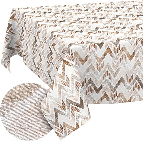 ANRO Nappe Lavable - Motif Zigzag - Rectangulaire - 140 x 120 cm - Imperméable -
