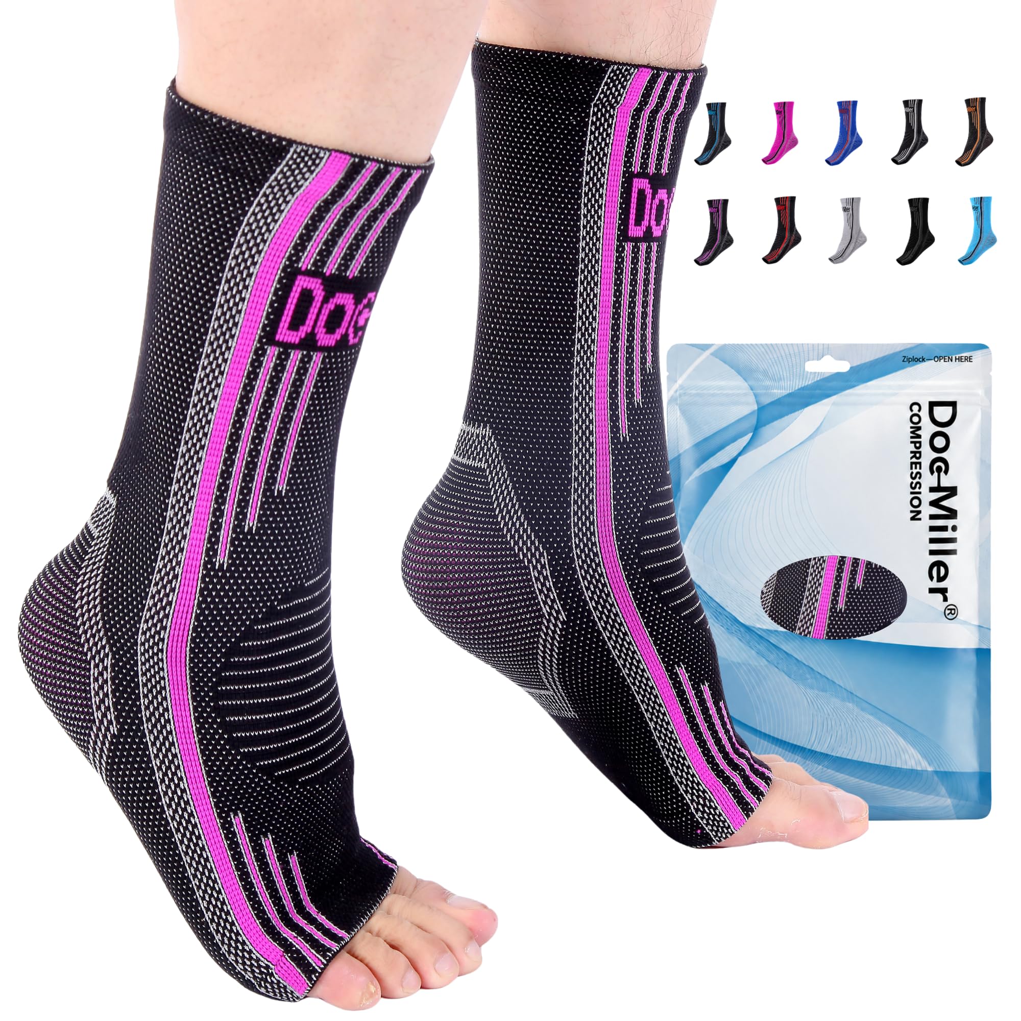 Doc Miller Plantar Fasciitis Compression Socks, 20-30mmHg, 1 Pair