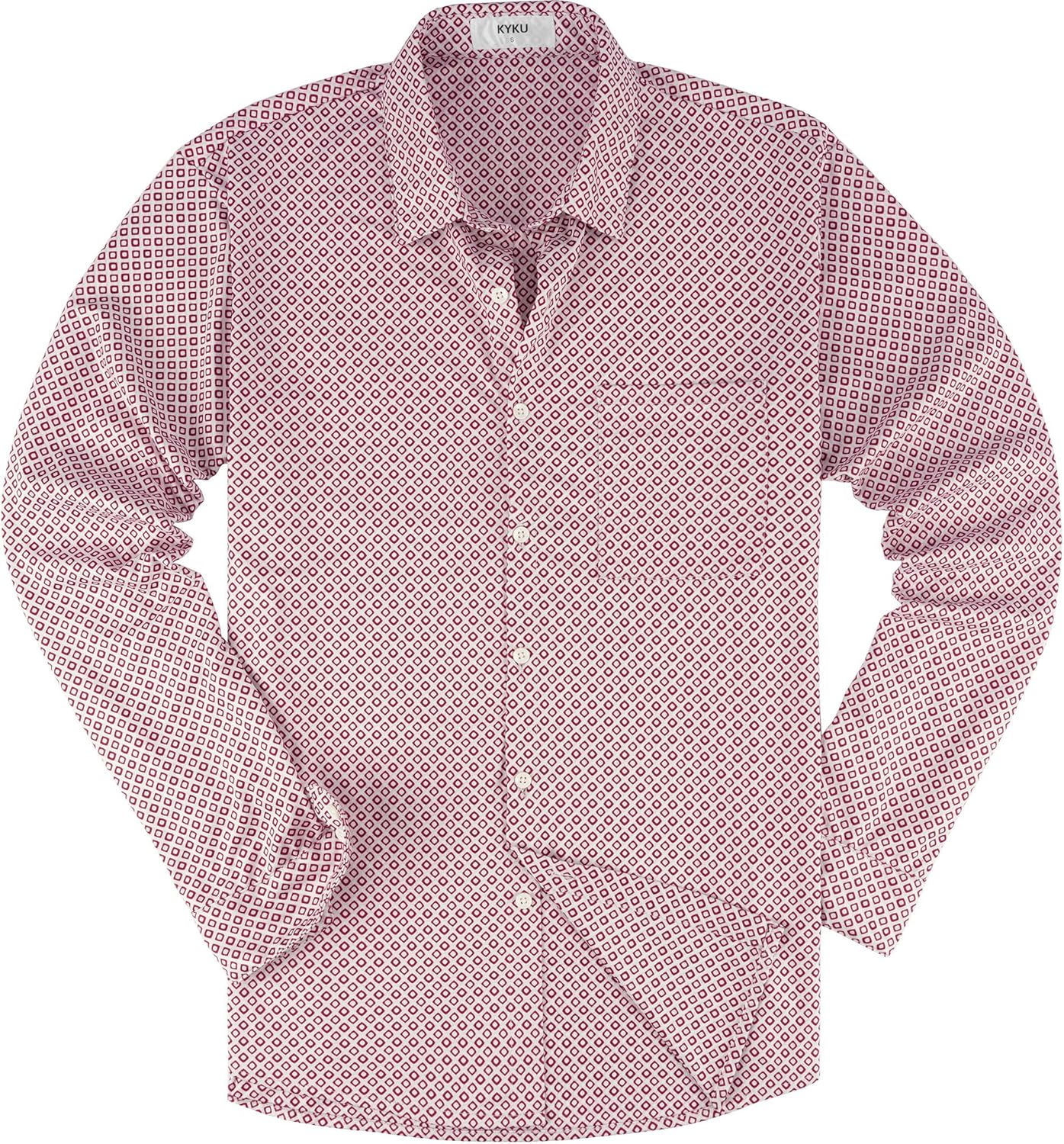 KYKU Mens Printed Casual Shirts Soft Long Sleeve Button Down Shirts, Regular Stretch, with Pocket