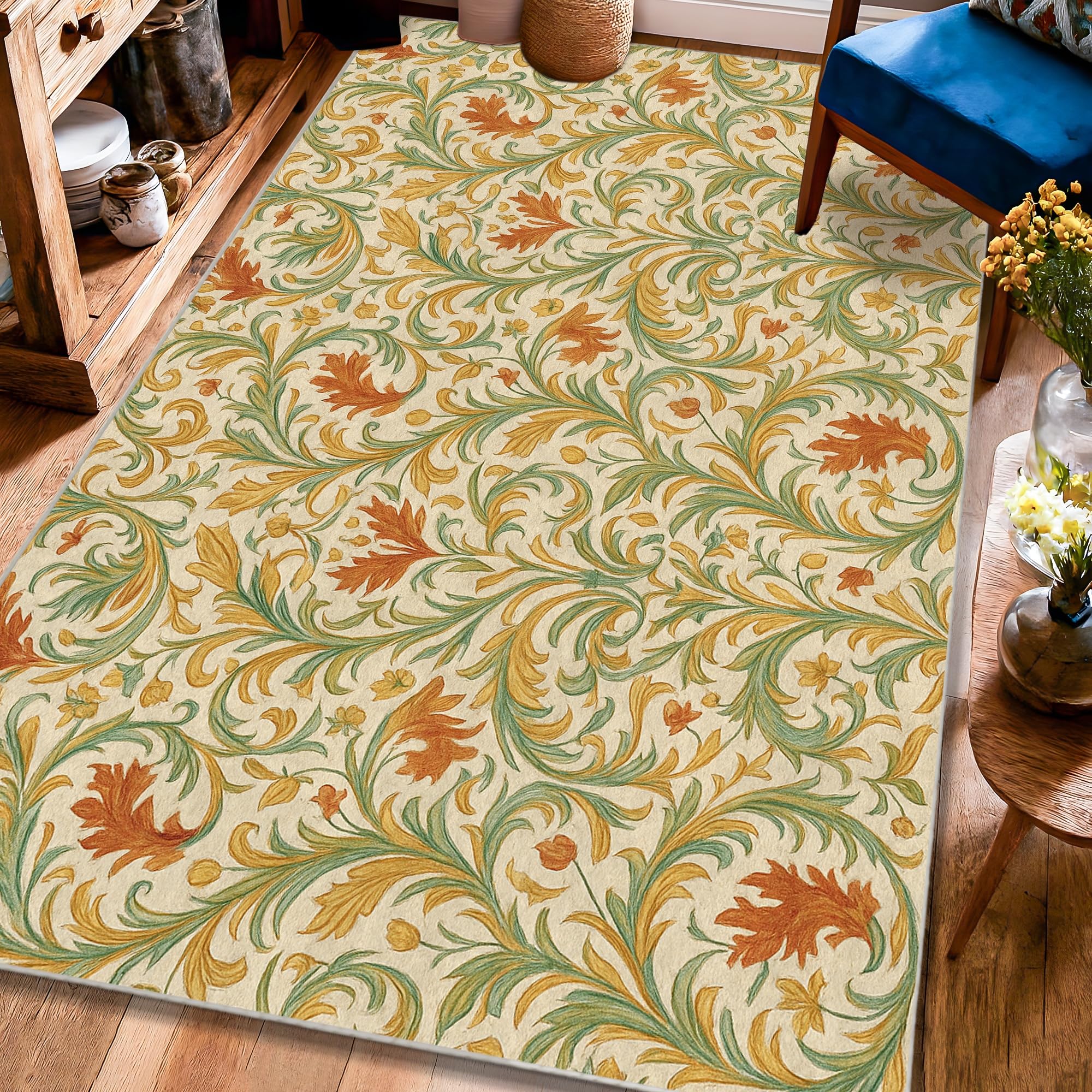 Tapis antidérapant motif feuilles d'automne pour sécuriser et décorer le salon