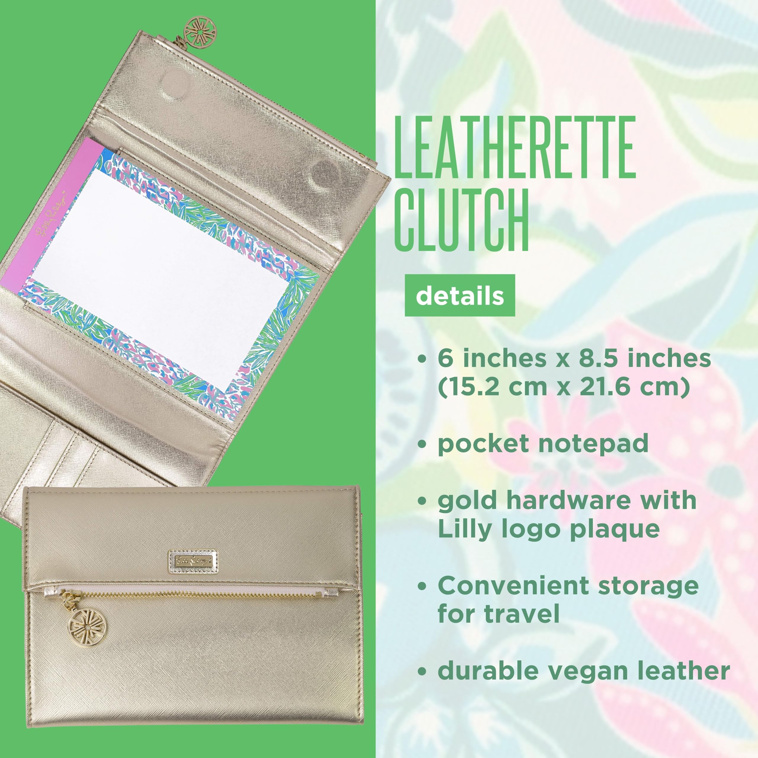 Amazon.com: Lilly Pulitzer Women's Vegan Leather Gold Clutch Purse