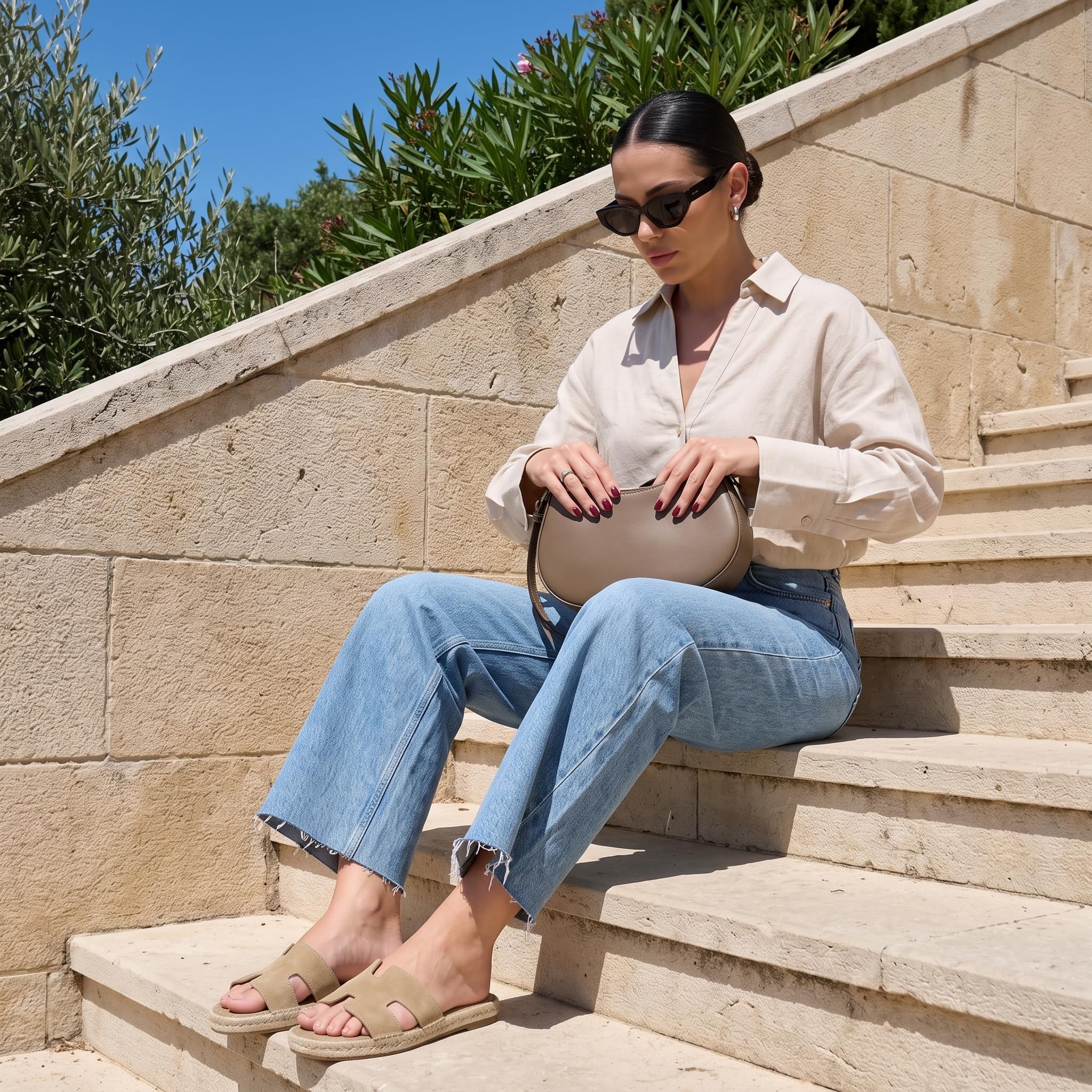 CUSHIONAIRE Avocado - Espadrillas da donna, tomaia in pelle scamosciata, con plateau avvolto in iuta e plantare imbottito