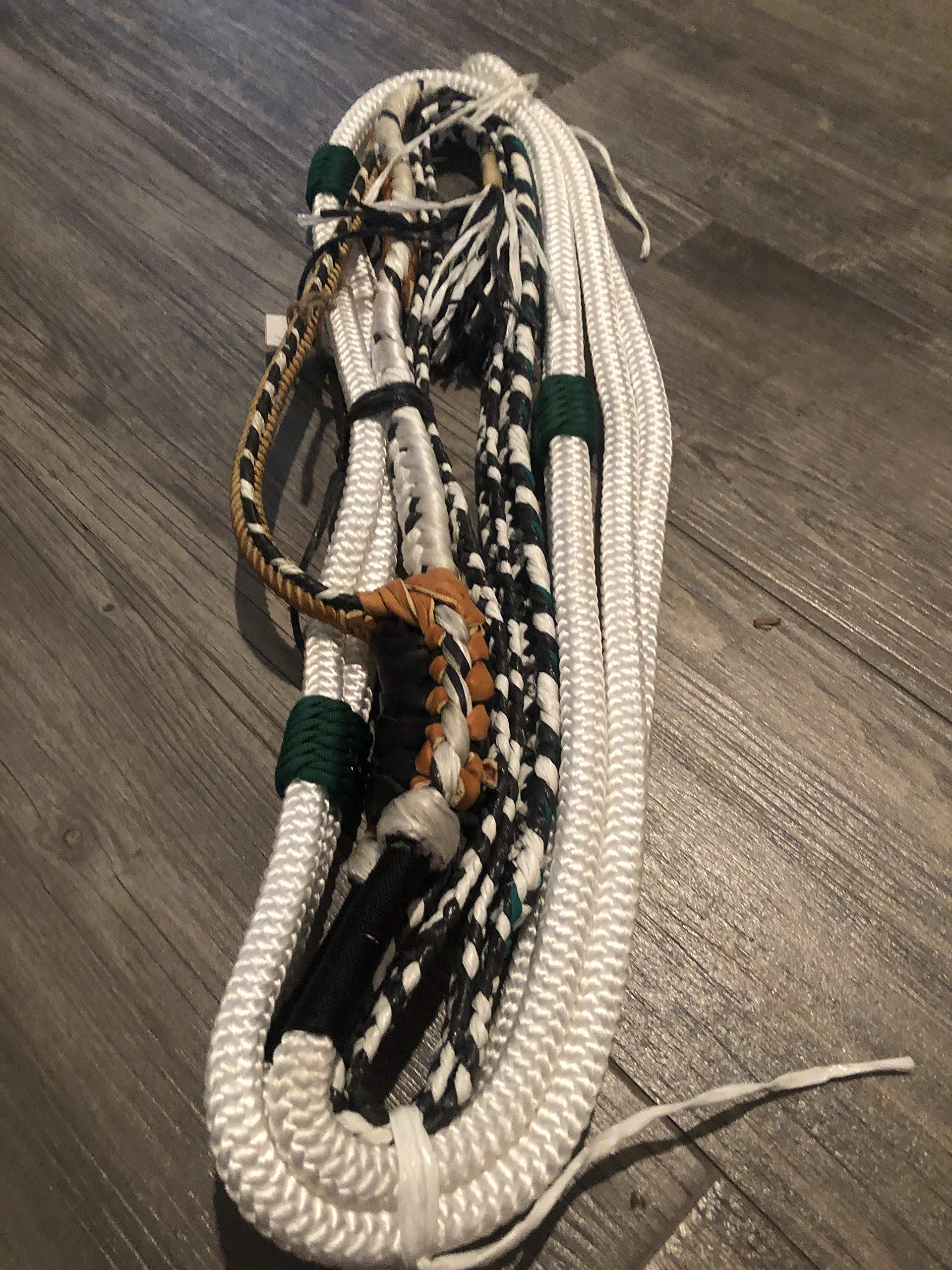 Bull Rope Black & White Dalmatian Pro 9/7 Left Hand Soft 3/4 x 3/4 Bull Riding Rodeo 16'