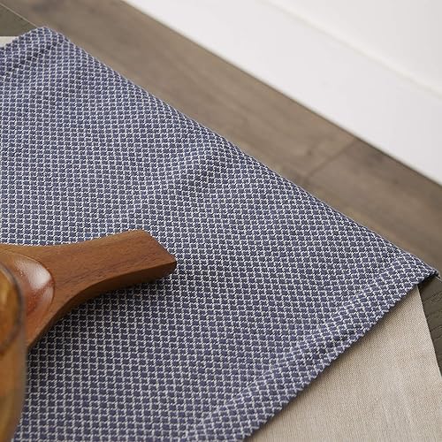 Miniatura 8 de DII Bordered Dobby - Camino de mesa tejido, 15 x 108, azul francés, 1 pieza