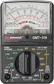 Gardner Bender Multímetro analógico GMT-318, 6 funções, 14 faixas, AC/DC Volt, 500V