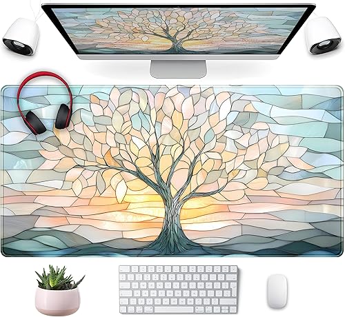 Miniatura 8 de Tapete de escritorio retro de los años 80, bonito tapete de mouse XXL grande para juegos de los años 90, tapete de escritorio bohemio negro con Boho