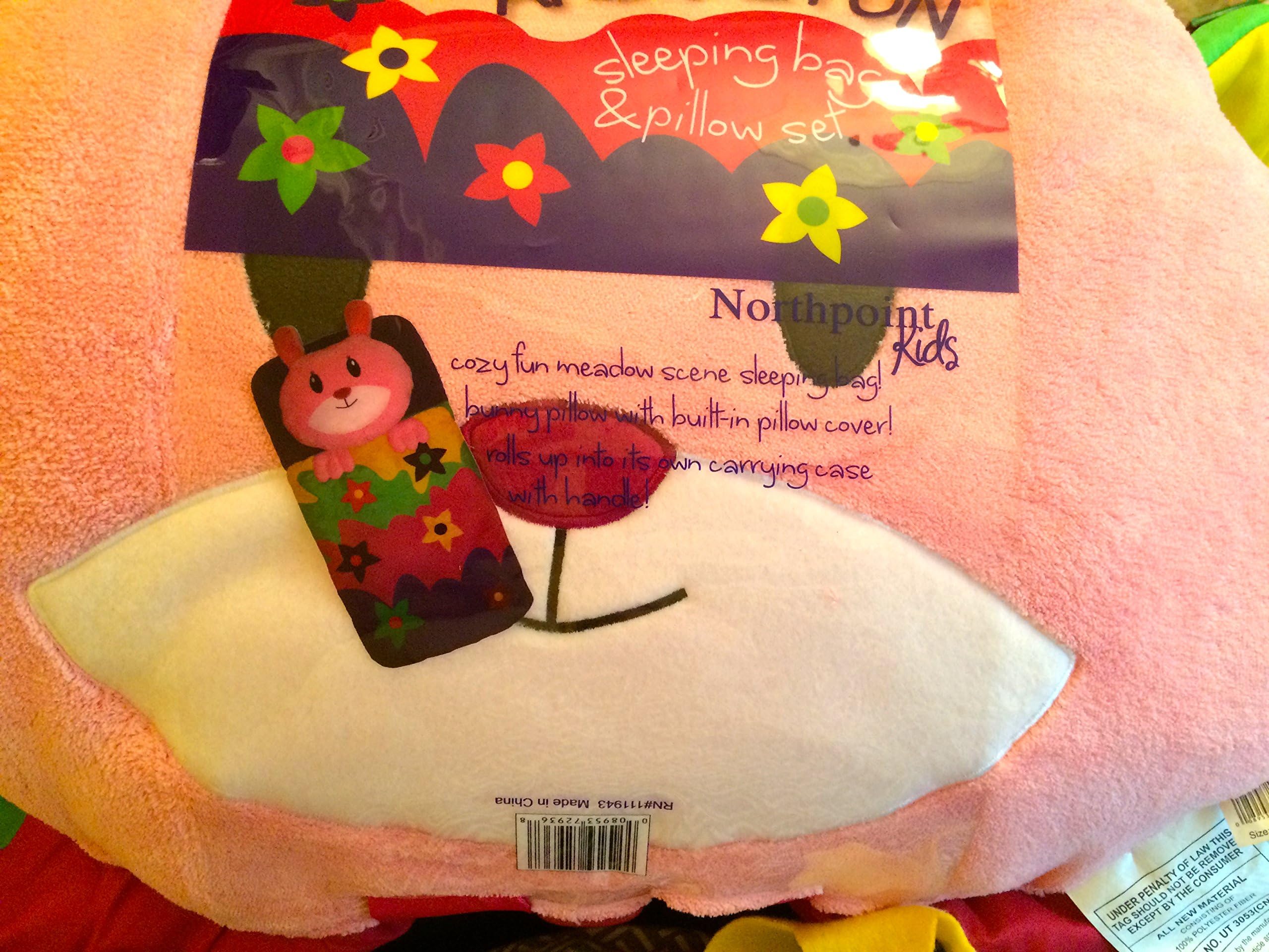 Animal Fun Northpoint Kids Sleeping Bag & Pillow Set Pink-Bunny 18"x22"