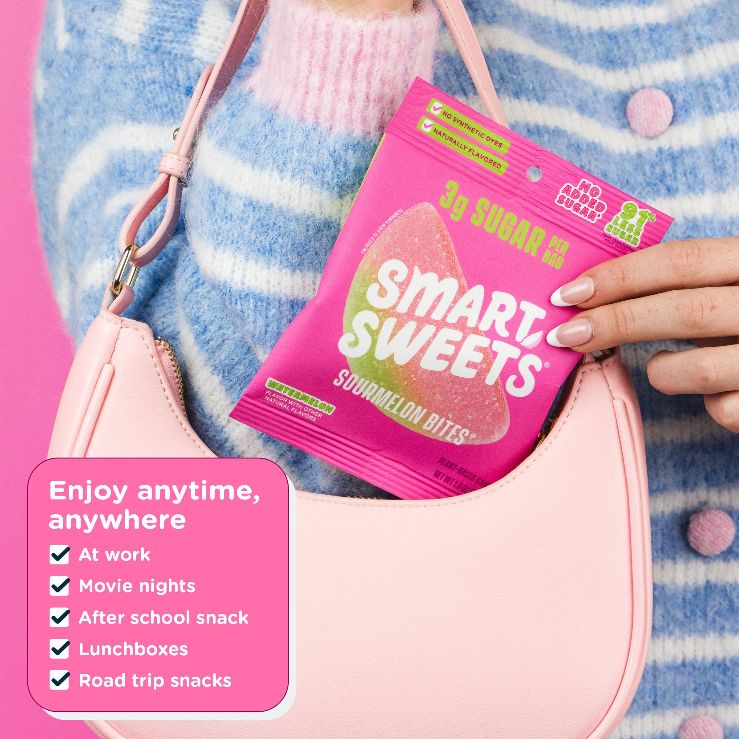SmartSweets Sourmelon bites, Low Sugar Gummy Candy (3g), Low Calorie (130), Gluten-Free -1.8oz (Pack of 12) Packaging may vary thumbnail 8