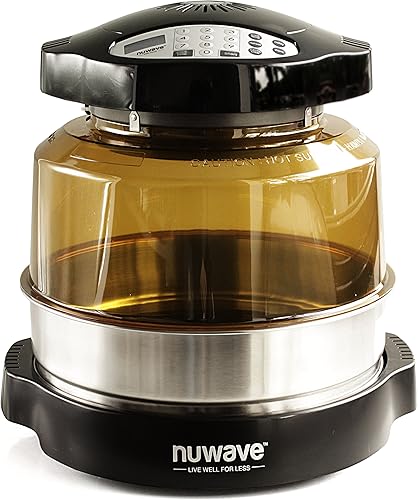 NuWave Oven Pro Plus 20602 - Cúpula negra mejorada resistente a las roturas con anillo extensor y bandeja para hornear