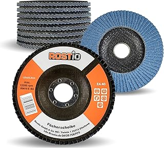 Rostio - Disco de láminas (10 unidades, 125 mm, acero inoxidable, grano 40), color azul